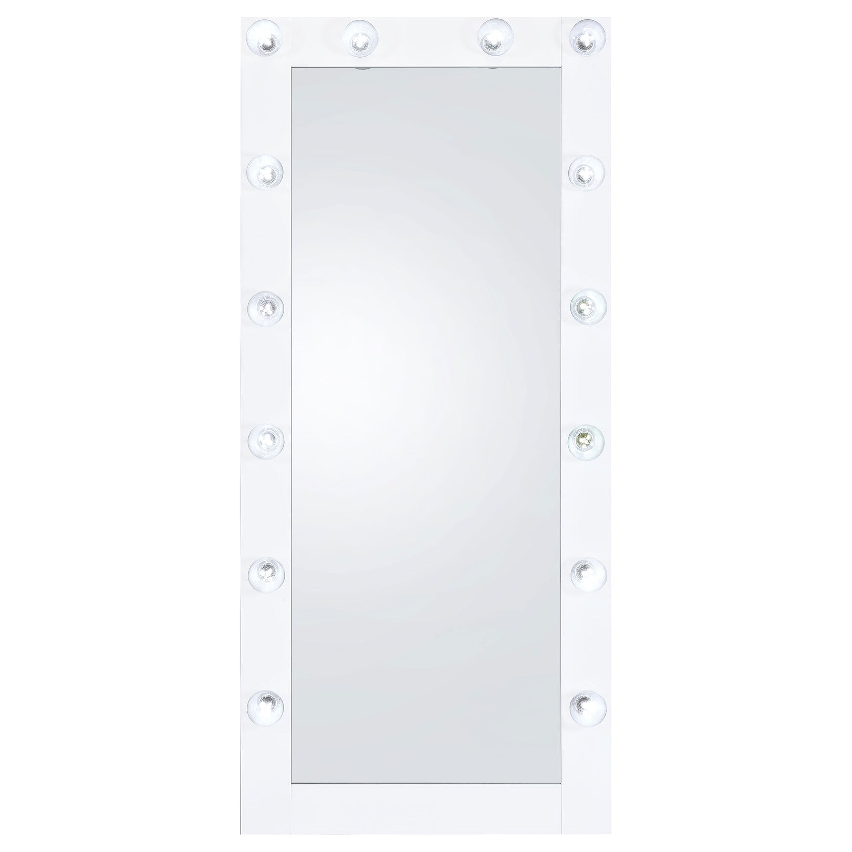 Zayan 32 x 71 Inch Floor Mirror LED Lighting White Gloss - Tampa Furniture Outlet