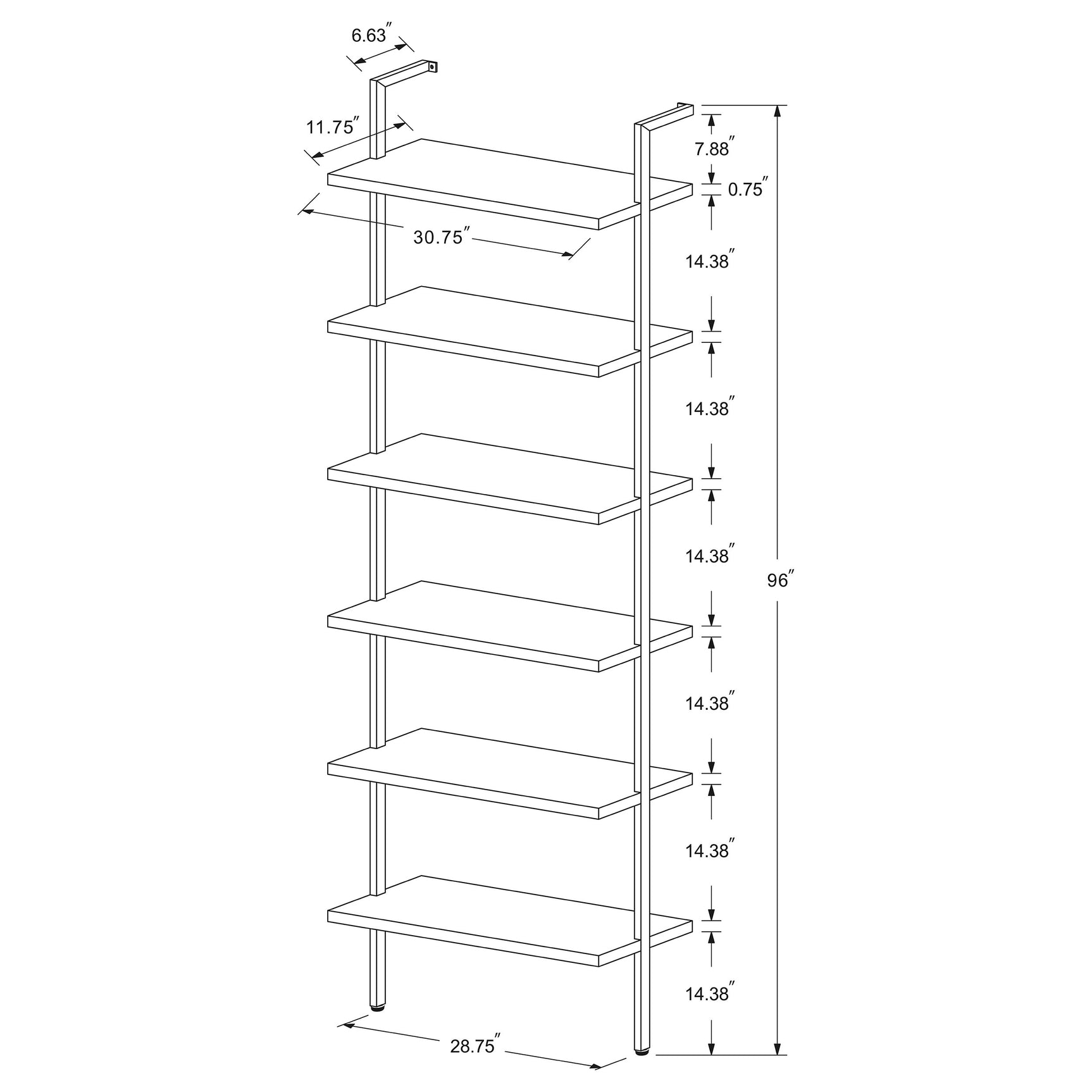 Owens 3-piece 96-inch Wall Mounted Bookshelf Set Walnut - Tampa Furniture Outlet