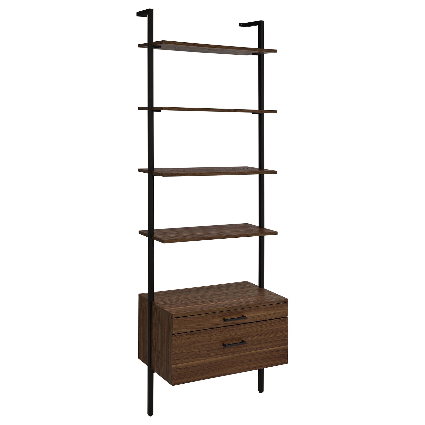 Tampa Furniture Outlet - Coaster - Owens 96-inch 4-shelf Storage Wall Bookshelf Walnut - 980074