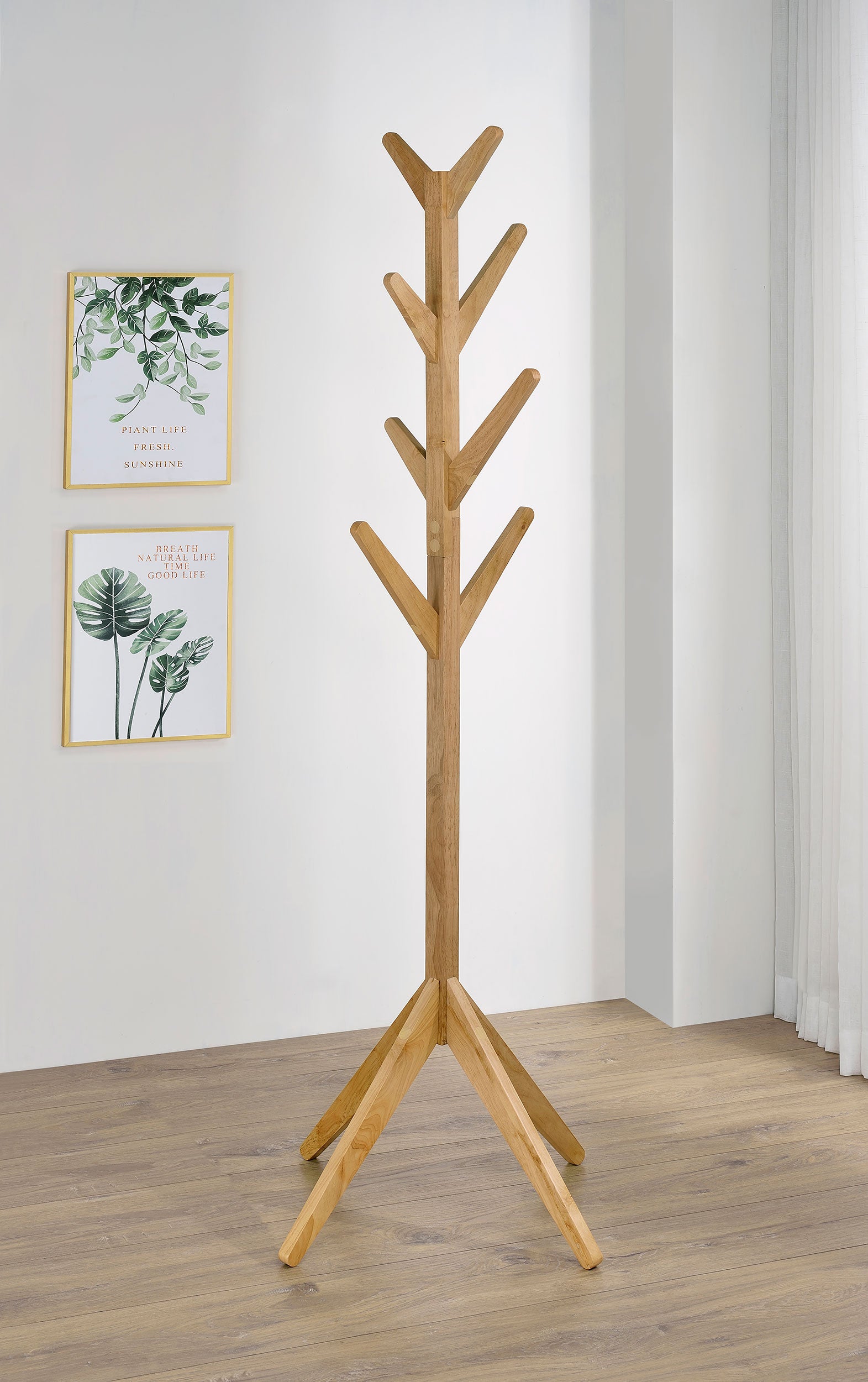 Margaret Solid Wood Coat Rack Clothing Hanger Natural Oak - Tampa Furniture Outlet