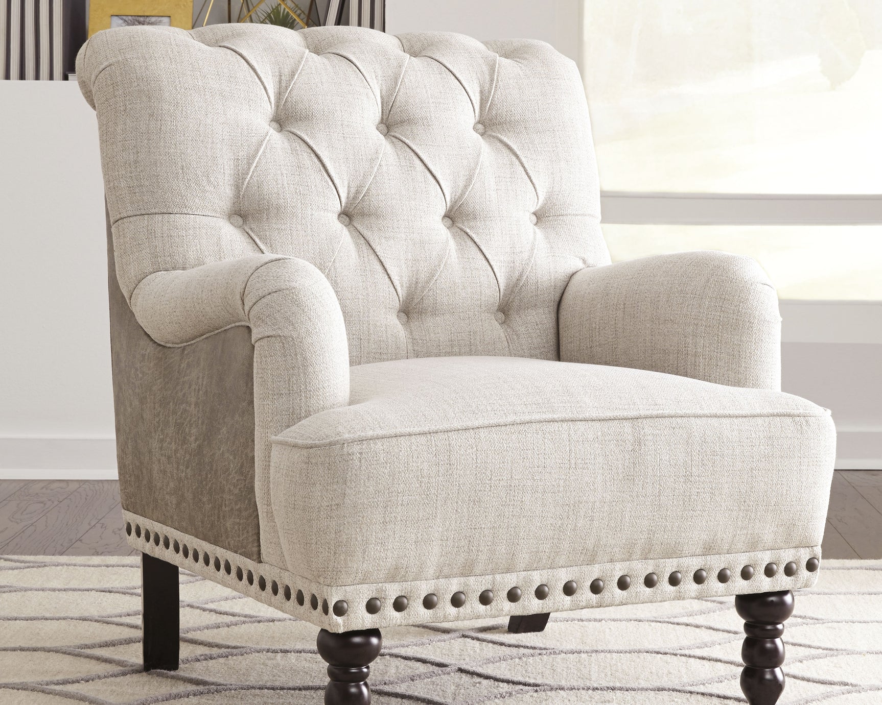 Tampa Furniture Outlet - Ashley Furniture - Tartonelle Accent Chair - Accent Chair / Ivory/Taupe - A3000053