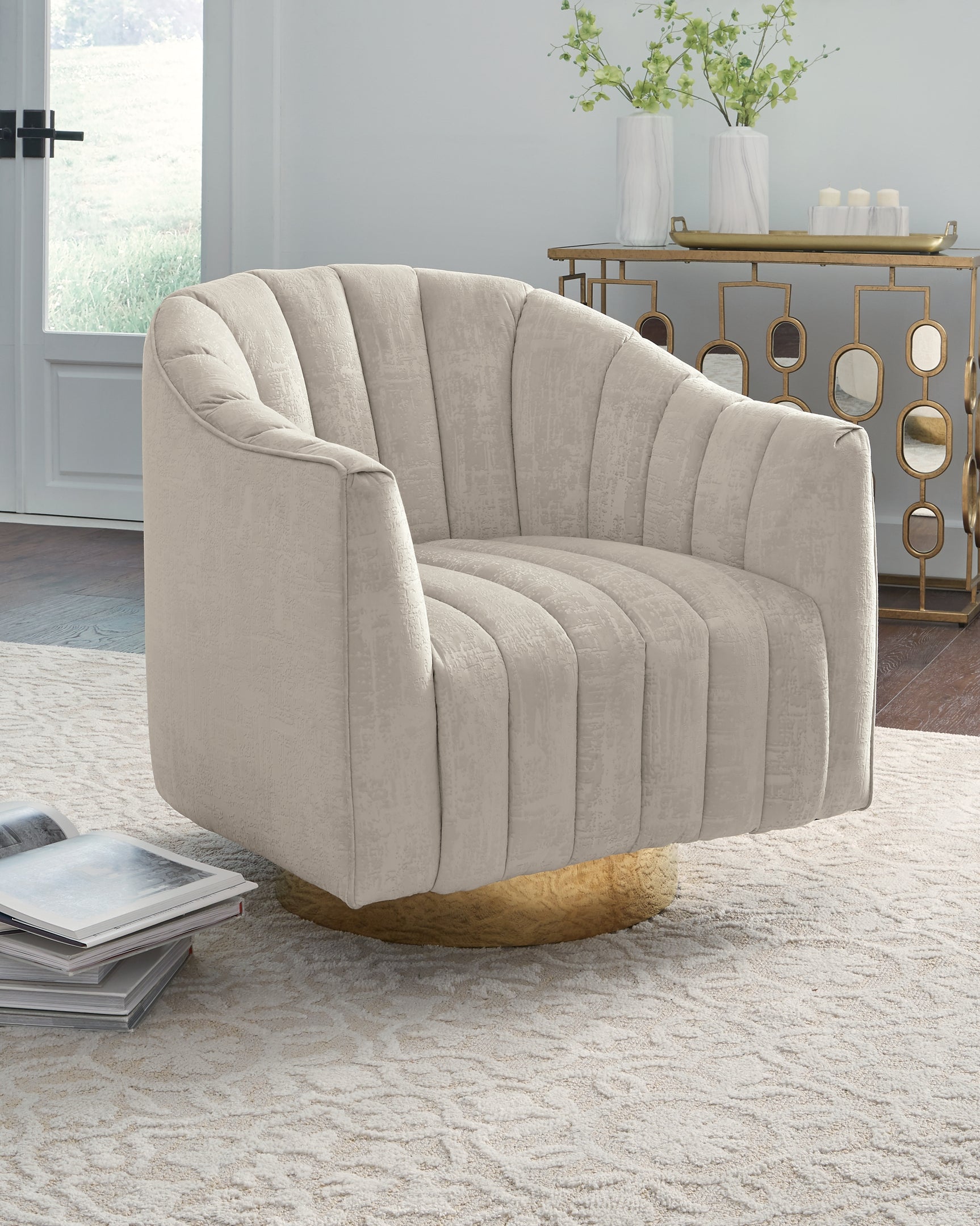 Tampa Furniture Outlet - Ashley Furniture - Penzlin Accent Chair - Swivel Accent Chair / Pearl - A3000241
