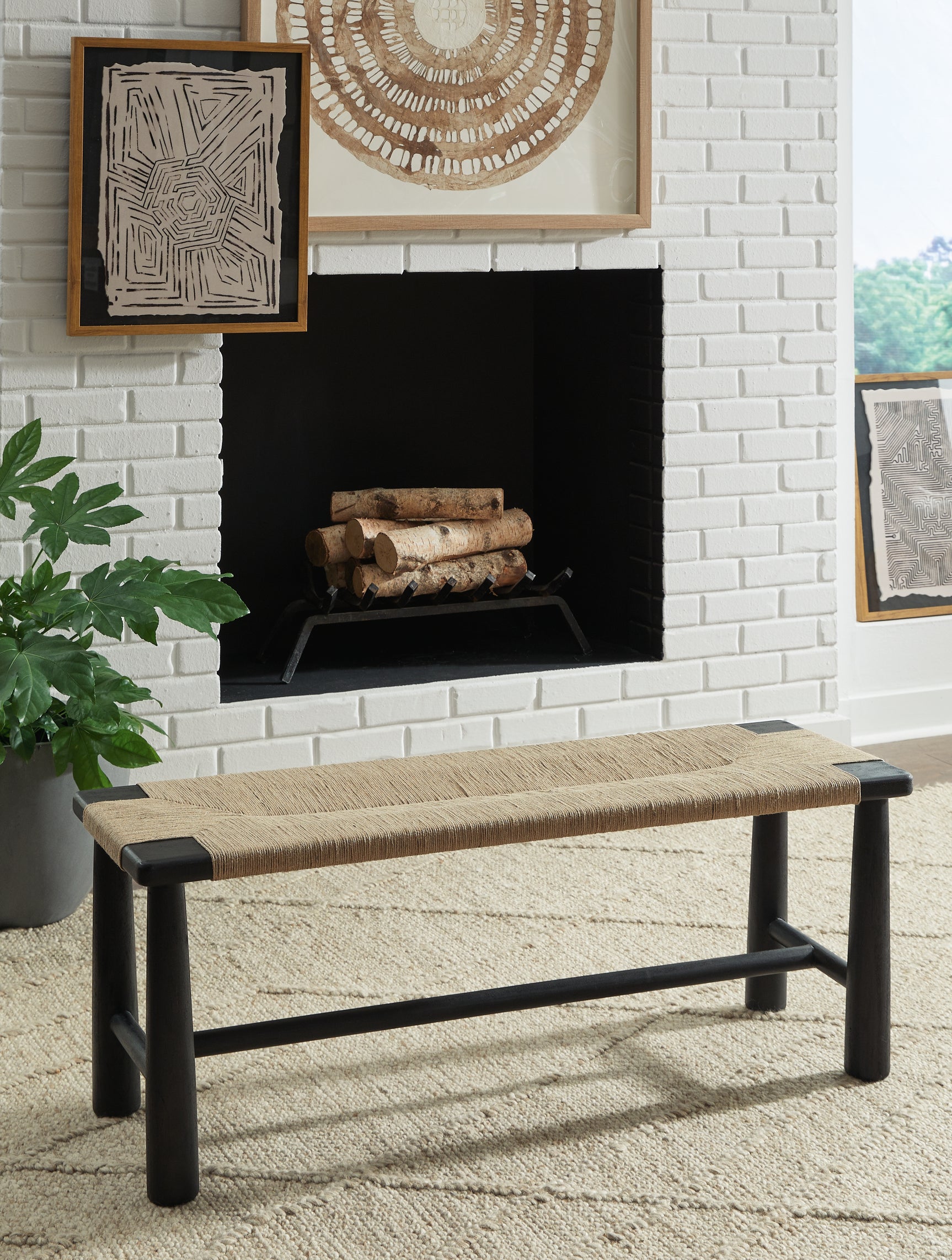 Tampa Furniture Outlet - Ashley Furniture - Acerman Accent Bench - Accent Bench / Black/Natural / 48"W x 16"D x 18"H - A3000684