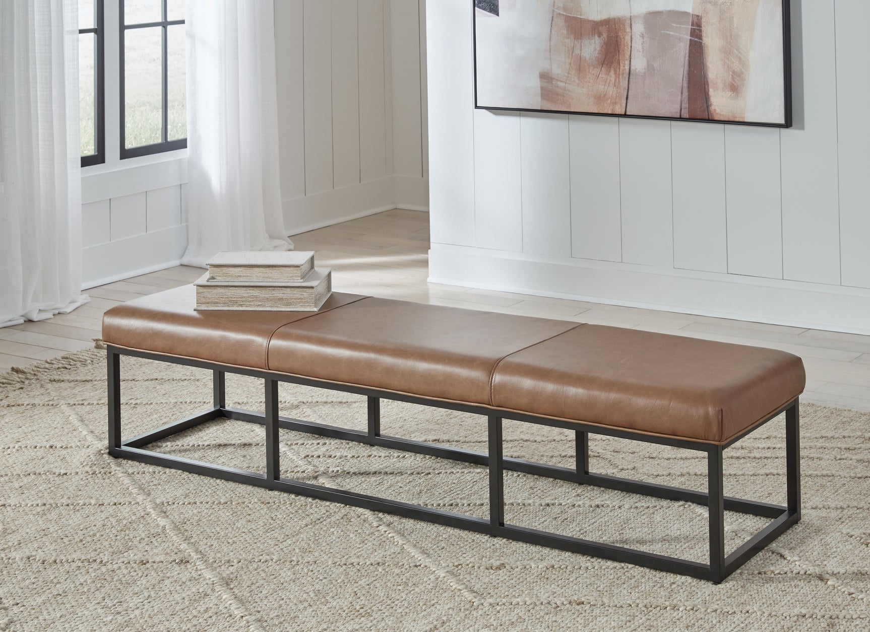 Tampa Furniture Outlet - Ashley Furniture - Joston Accent Bench - Accent Bench / Caramel / 71"W x 19"D x 16"H - A3000693