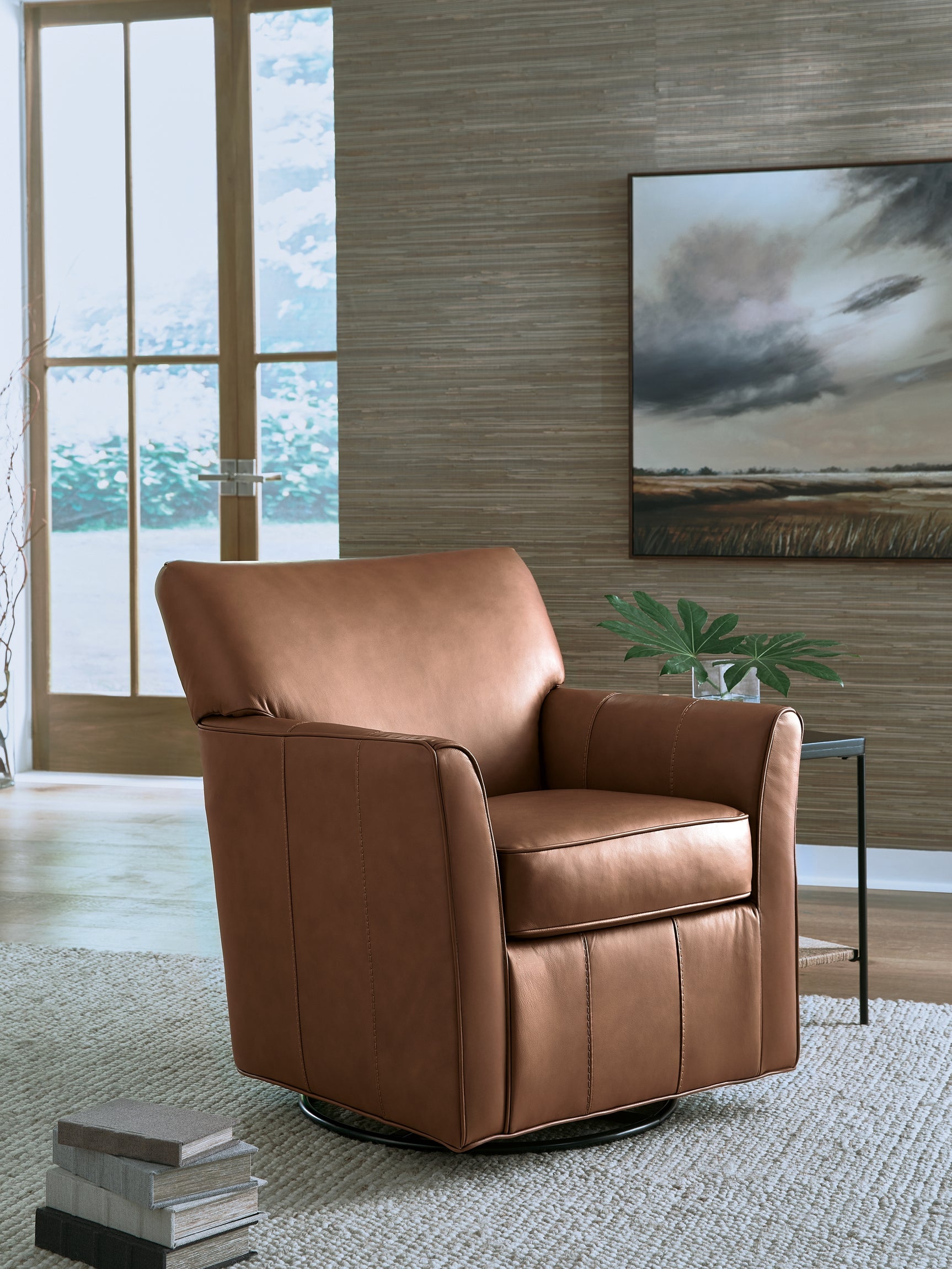 Tampa Furniture Outlet - Ashley Furniture - Braydunn Swivel Glider Accent Chair - Swivel Glider Accent Chair / Caramel - A3000821