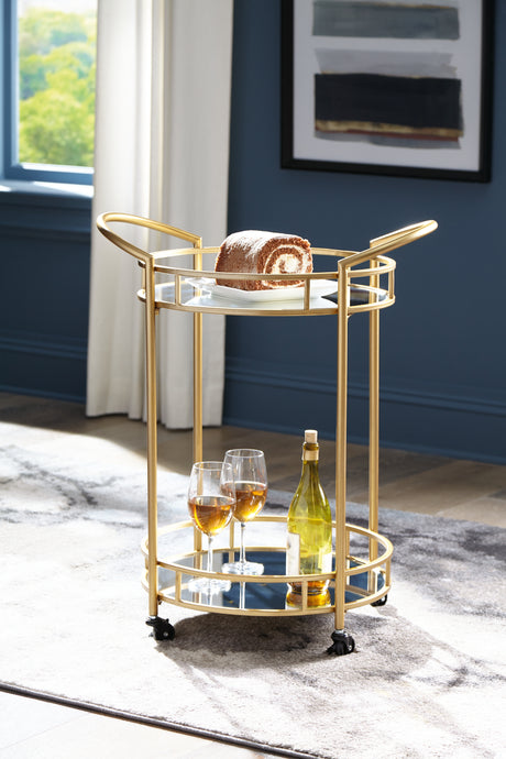 Tampa Furniture Outlet - Ashley Furniture - Wynora Bar Cart - Bar Cart / Gold - A4000099
