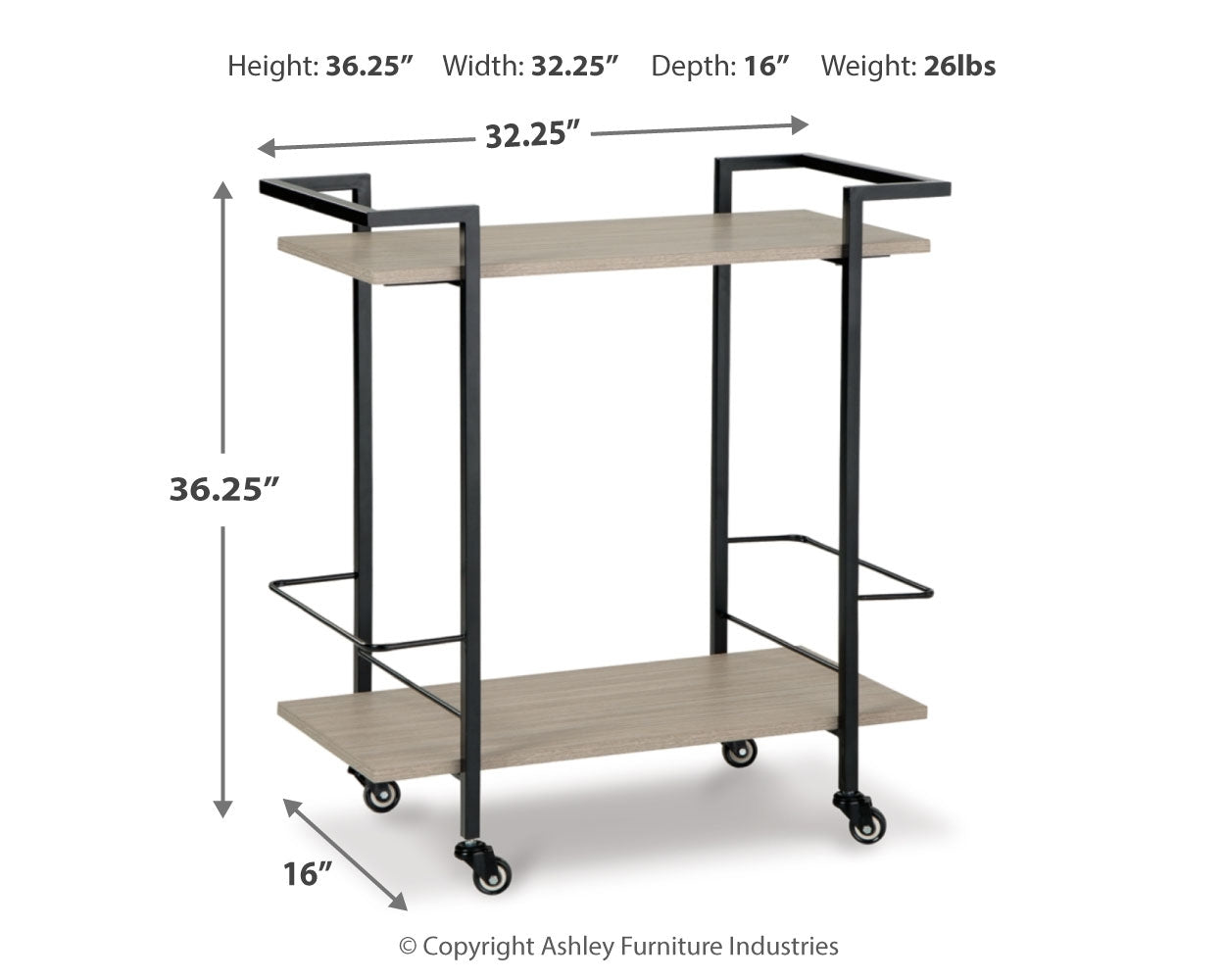 Waylowe Bar Cart - Tampa Furniture Outlet