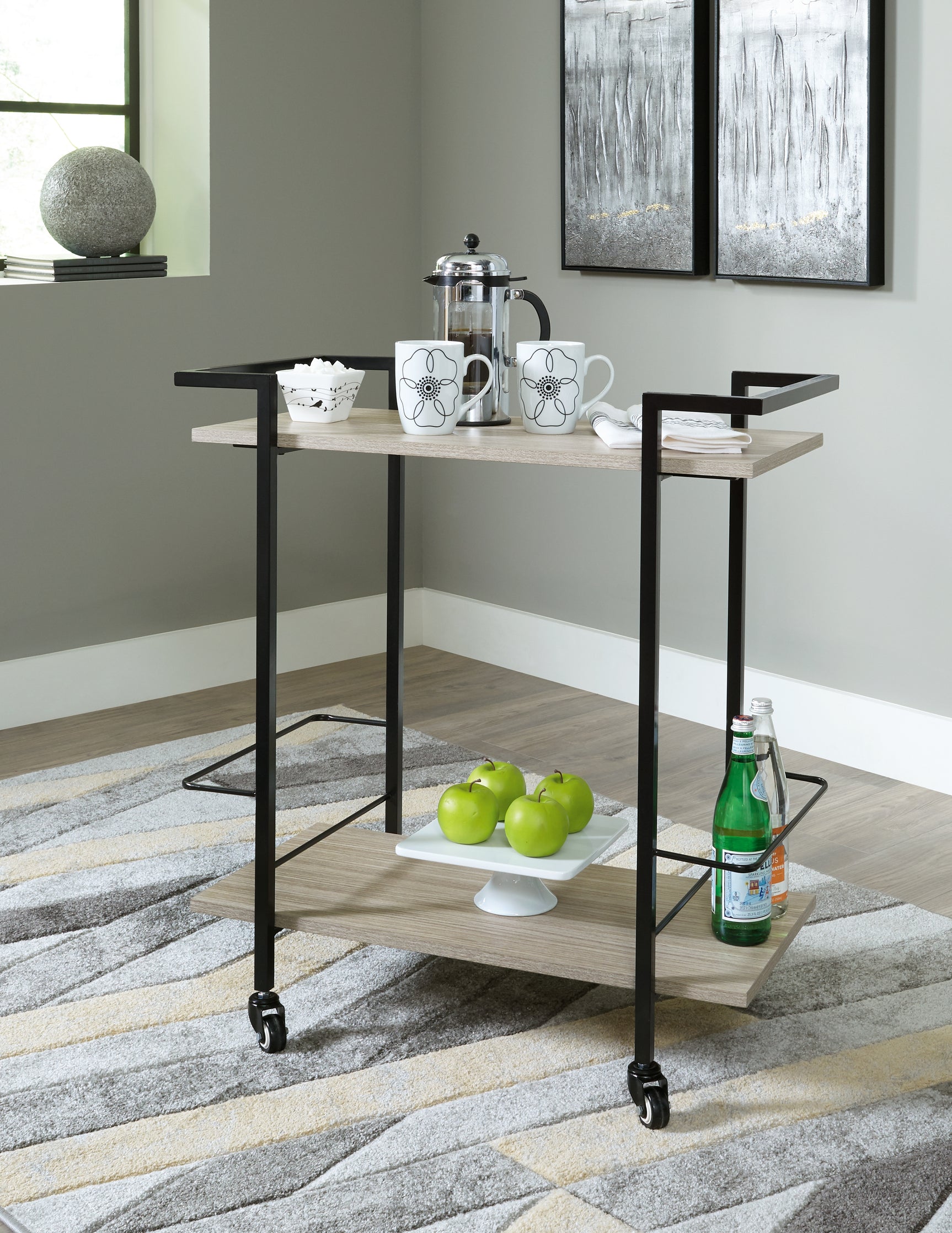 Tampa Furniture Outlet - Ashley Furniture - Waylowe Bar Cart - Bar Cart / Brown/Black - A4000389