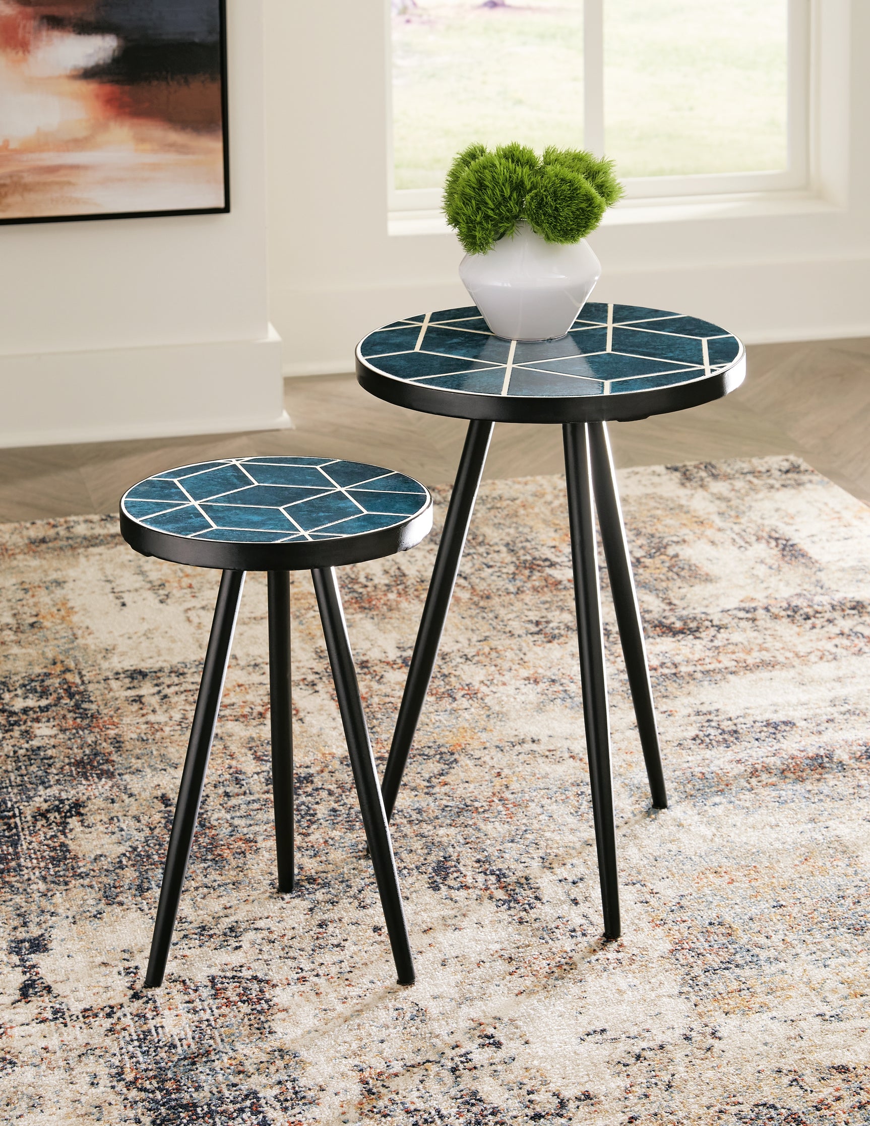 Tampa Furniture Outlet - Ashley Furniture - Clairbelle Accent Table (Set of 2) - Accent Table (Set of 2) / Teal - A4000523