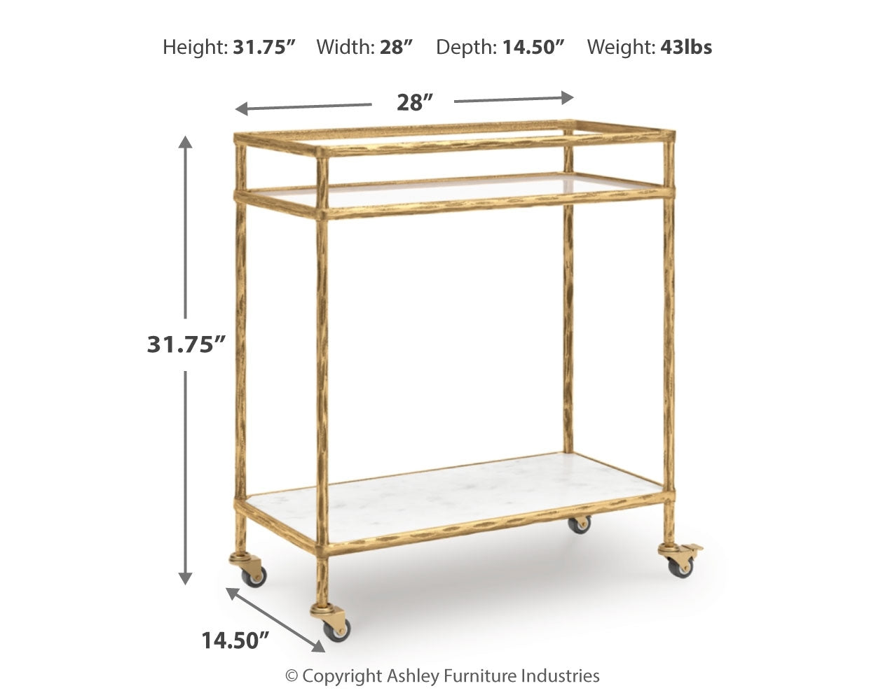 Plattfield Bar Cart - Tampa Furniture Outlet