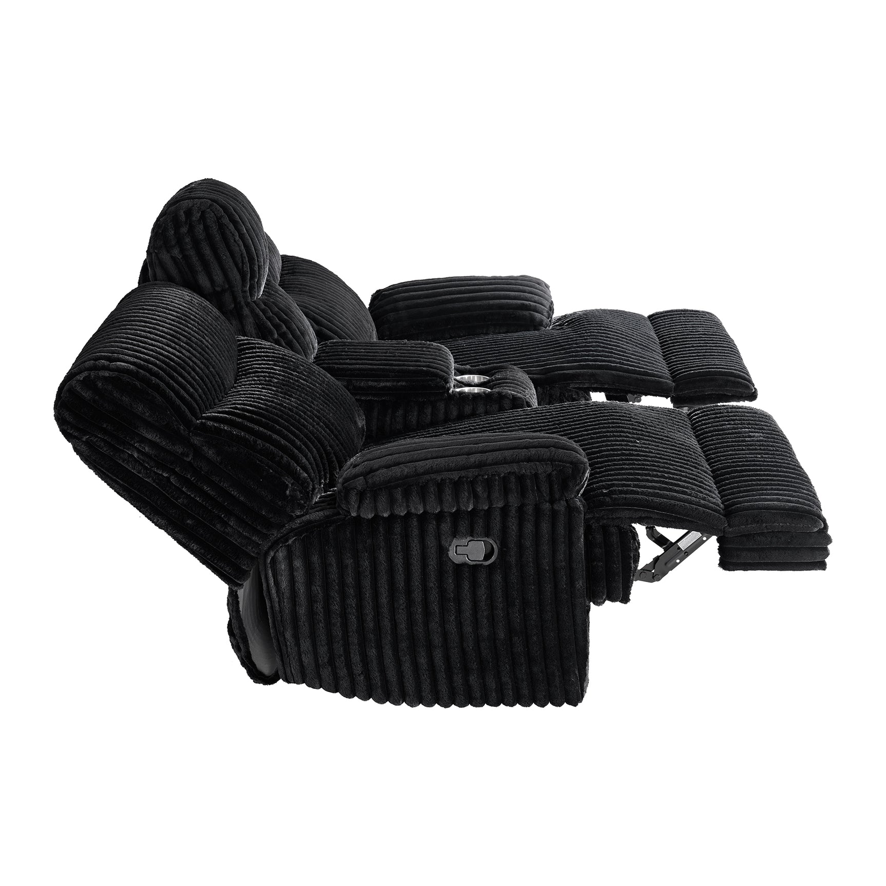 Admiral Motion Loveseat with Console in Masis Black - Tampa Furniture Outlet