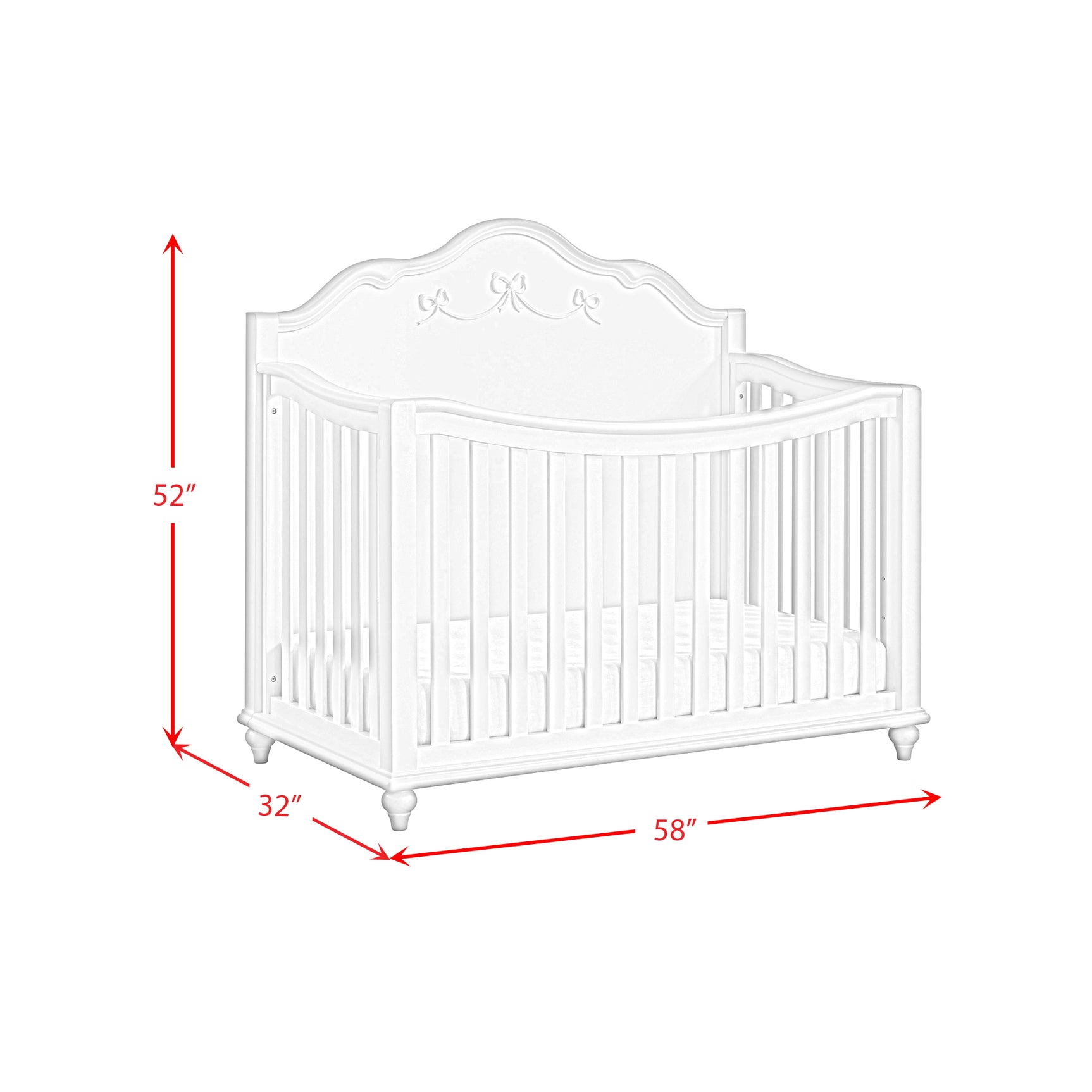 Alana Crib with Guardrails in White - Tampa Furniture Outlet