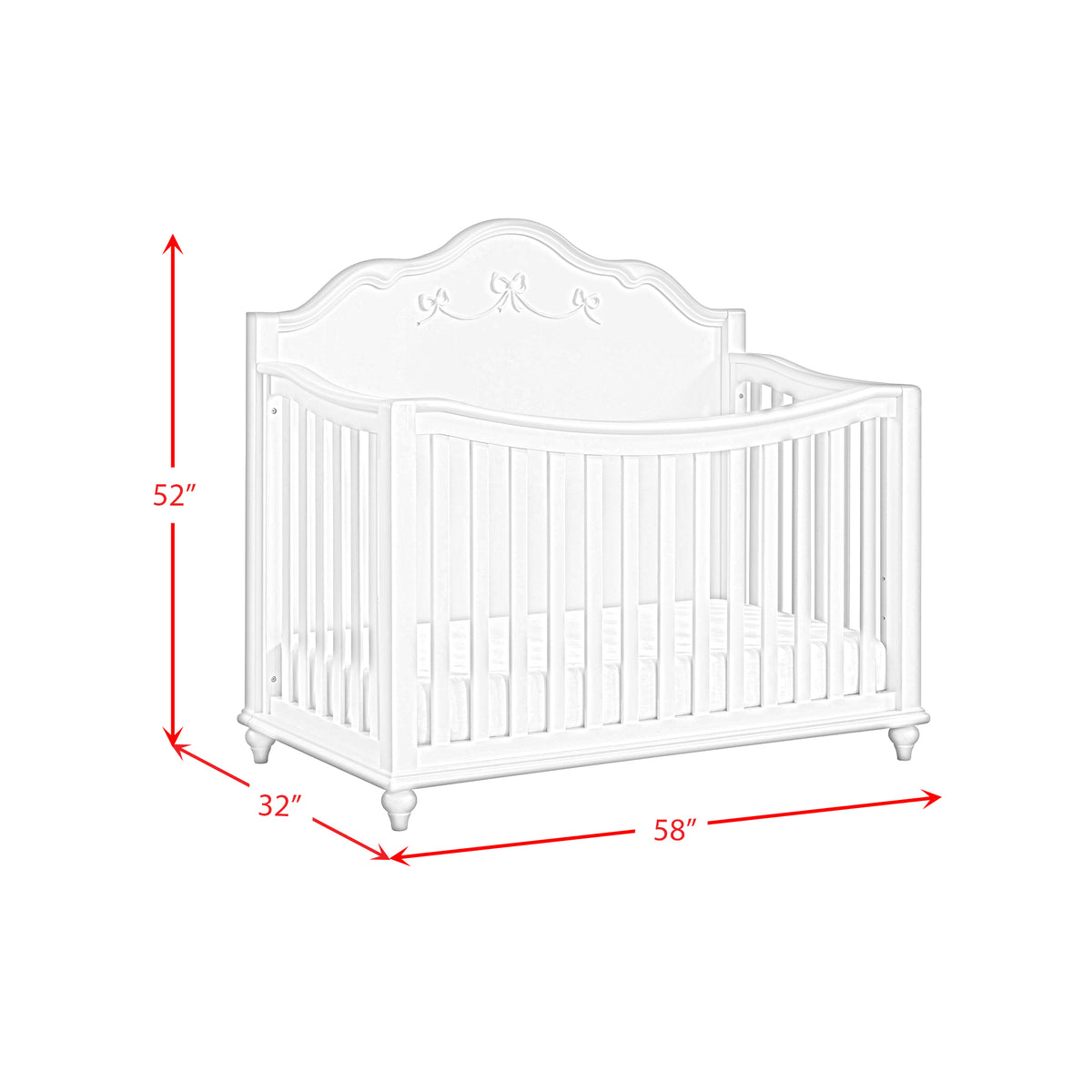 Alana Crib with Guardrails in White