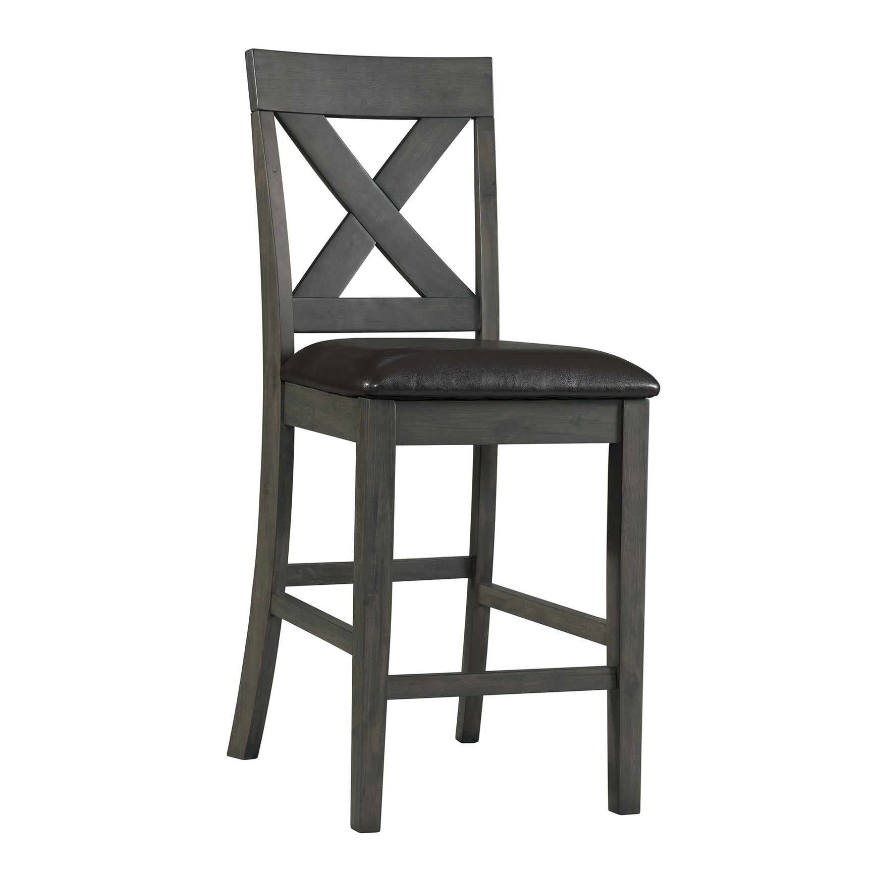 Alex Counter Side Chair W/Black PU Grey (2 Per Pack) - Tampa Furniture Outlet