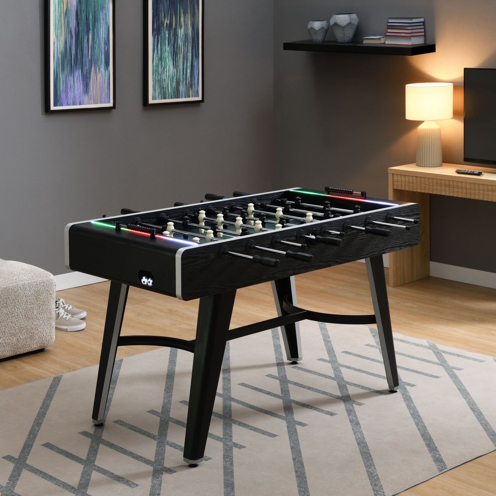 Amaya Indoor Foosball with LED in Black (3A Packing) – SKU G-17860-8-FBE | Elements