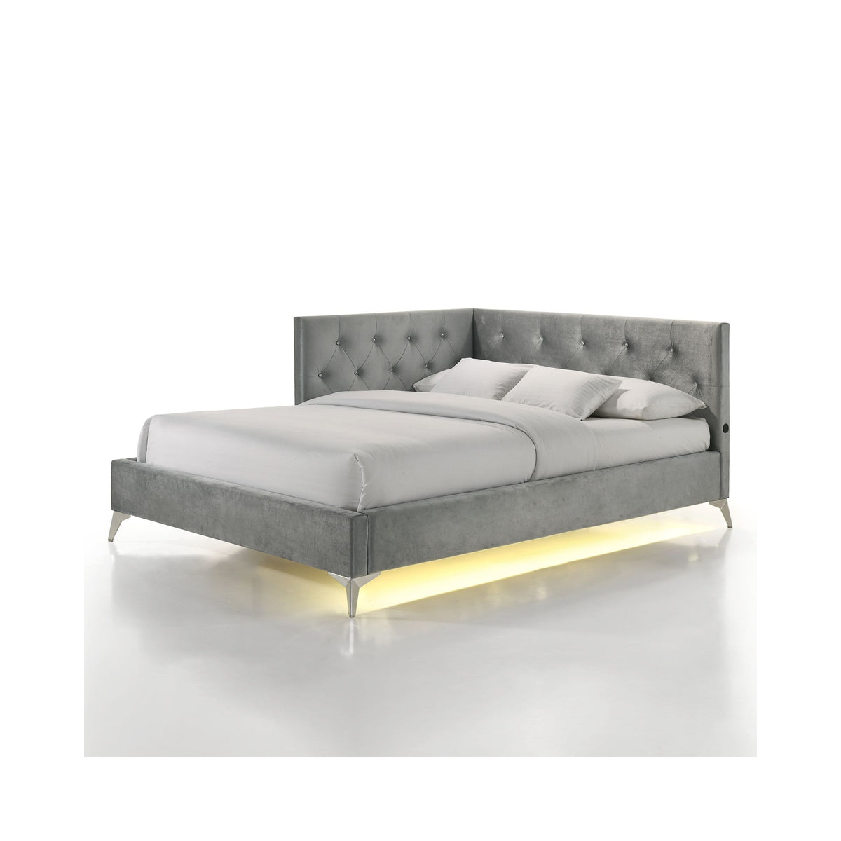 Amberley Full UPH Corner Bed with LED and USB in Grey