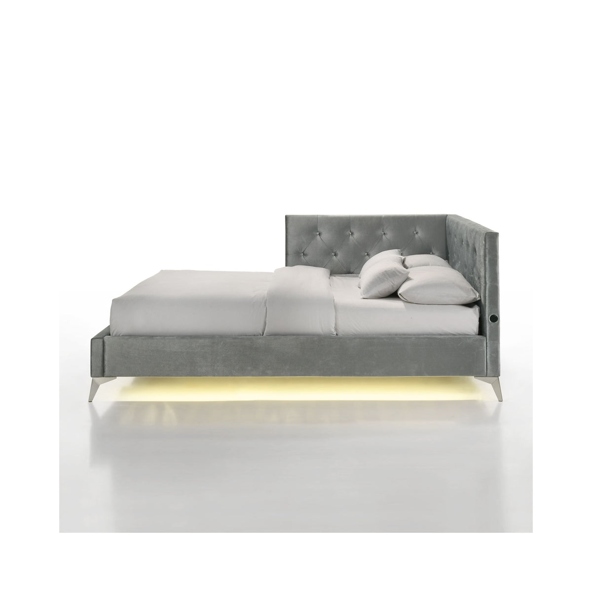Amberley Full UPH Corner Bed with LED and USB in Grey