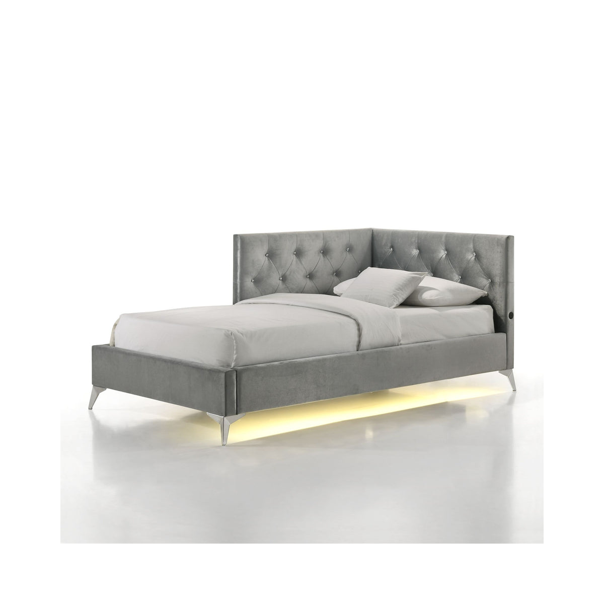 Amberley Twin UPH Corner Bed with LED and USB in Grey