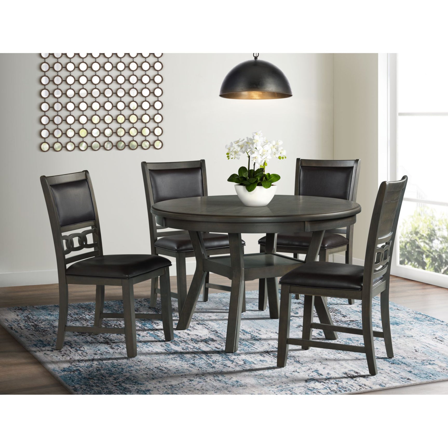 Amherst Dining Table w/Wood Leg Grey Finish - Tampa Furniture Outlet