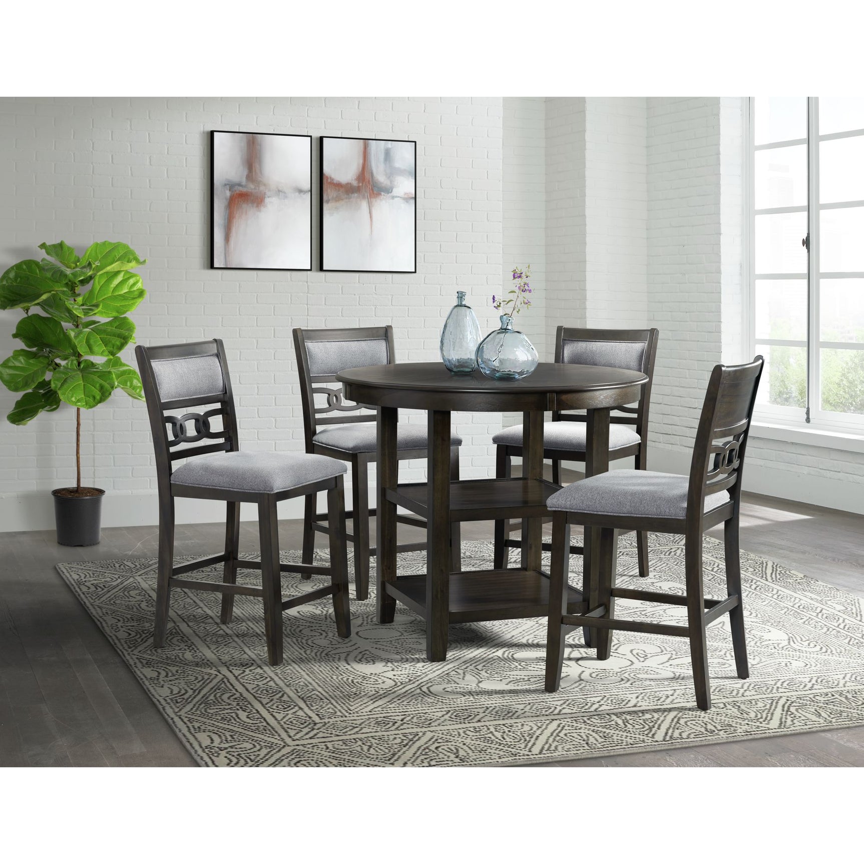 Amherst Counter Height 5PC Dining Set-Table and Four Side Chairs in Walnut – SKU DAH550C5PC | Elements