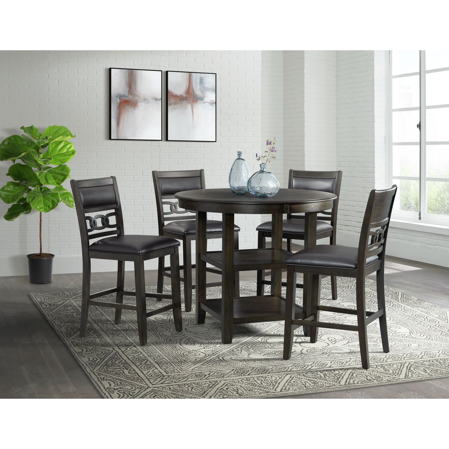 Amherst Counter Side Chair W/PU Cushion Dark Finish (2 Per Pack) – SKU DAH555PCSC | Elements