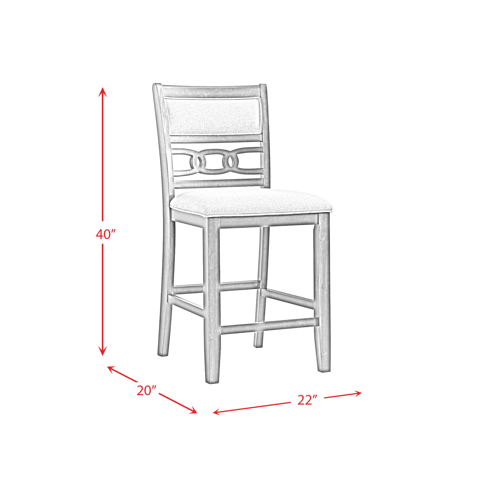 Amherst Counter Side Chair W/PU Cushion Grey Finish (2 Per Pack) - Tampa Furniture Outlet
