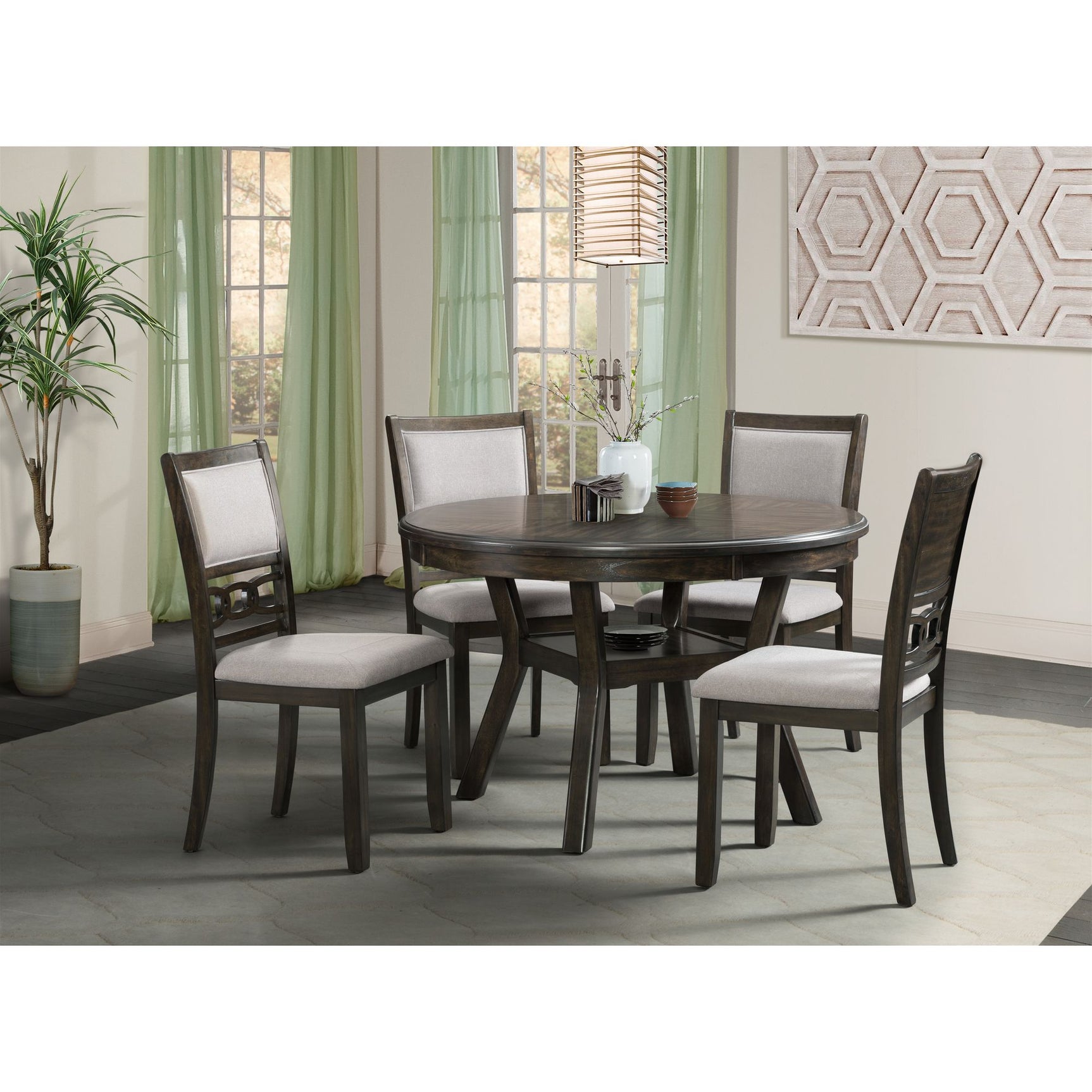 Amherst Standard Height 5PC Dining Set-Table and Four Side Chairs in Walnut – SKU DAH5005PC | Elements