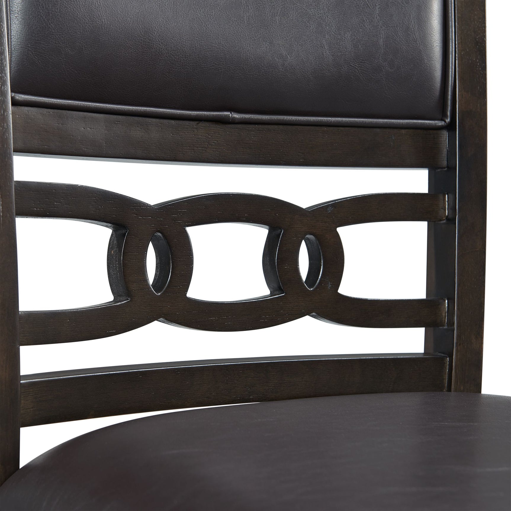 Amherst Dining Side Chair W/PU Cushion Side Stretcher Dark Finish (2 Per Pack) - Tampa Furniture Outlet