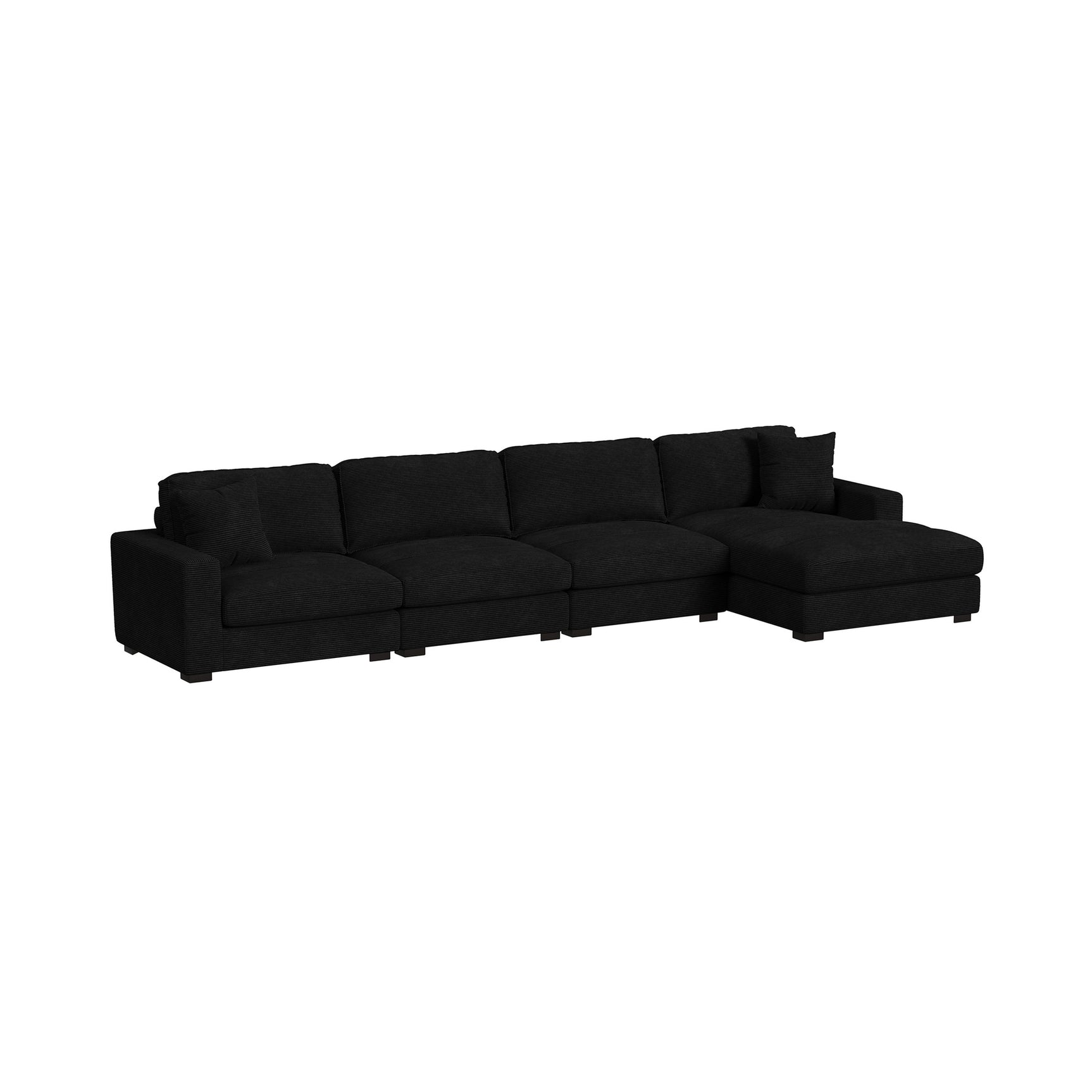 Arizona Modular RHF Chaise with 1 pillow 20" in Steno Black