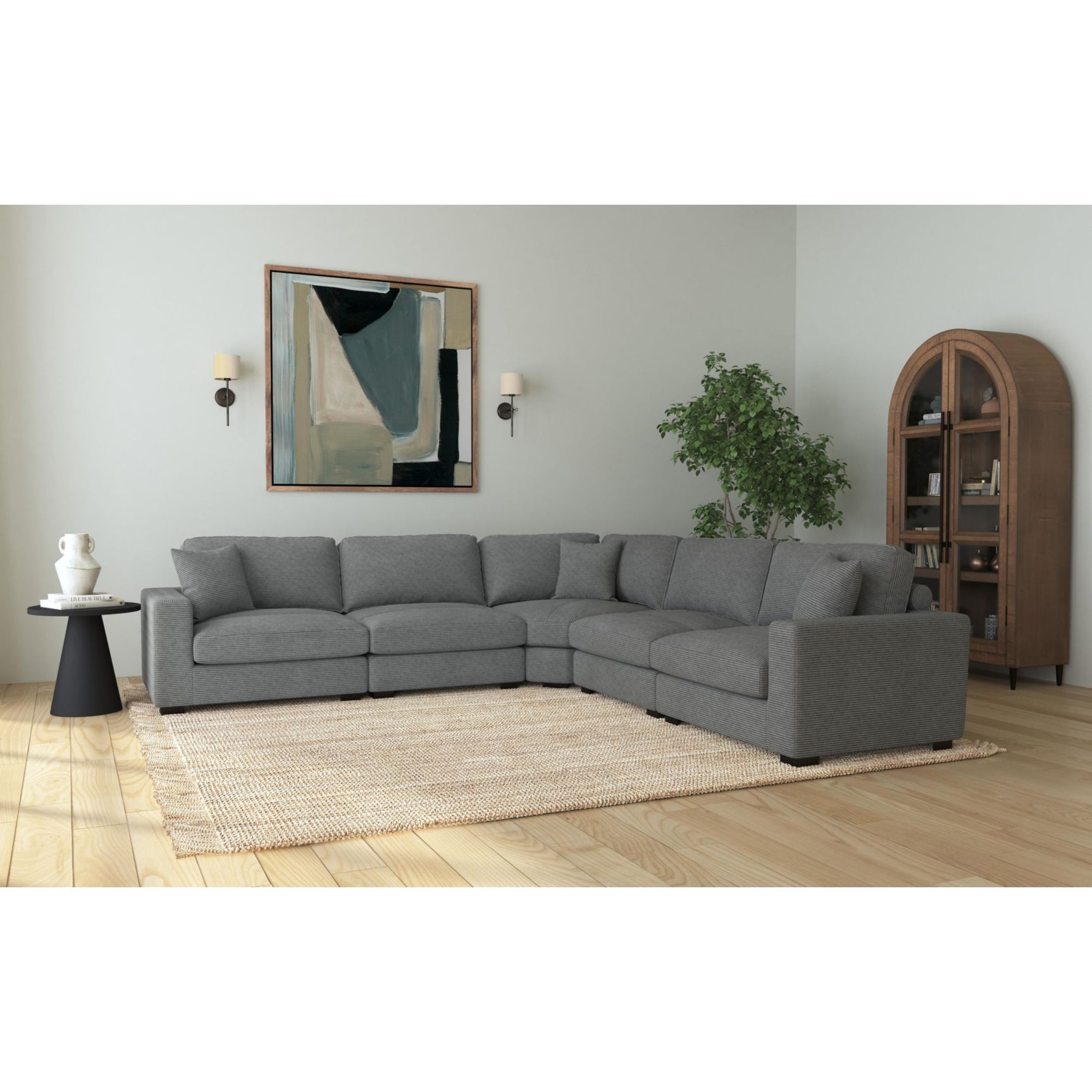 Arizona Modular LHF Armchair with 1 pillow 20" in Steno Charcoal - Tampa Furniture Outlet