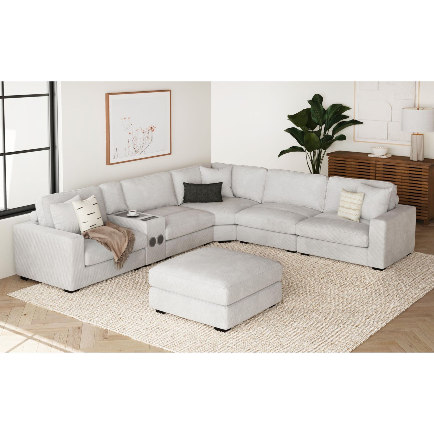 Arizona Modular Armless Chair in Steno Stone - Tampa Furniture Outlet