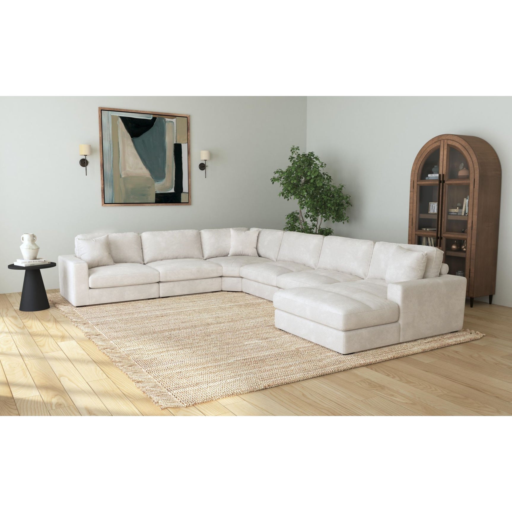 Arizona Modular RHF Chaise with 1 pillow 20" in Steno Beige - Tampa Furniture Outlet