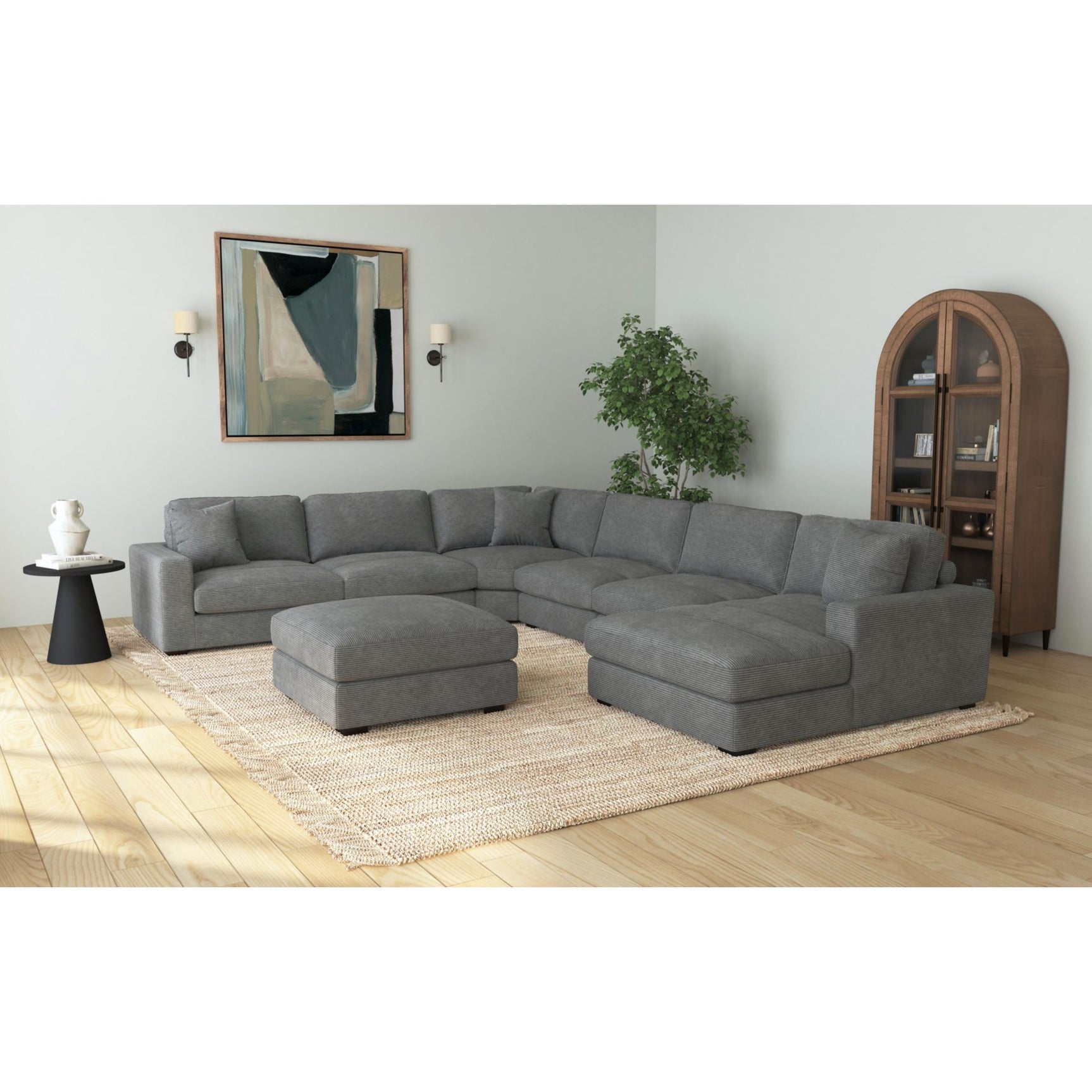 Arizona Modular Ottoman in Steno Charcoal – SKU U-8540-9442-000 | Elements