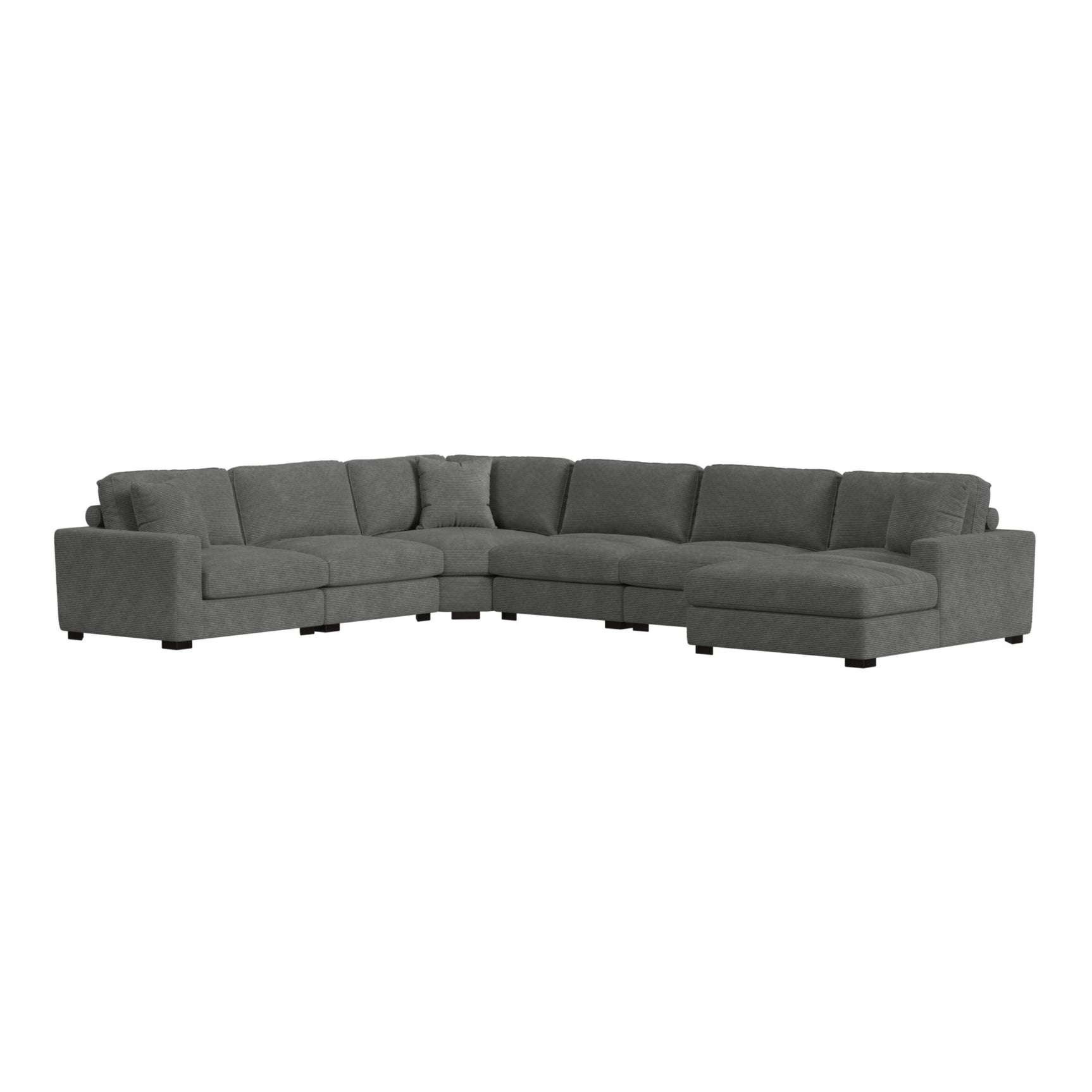 Arizona Modular Wedge with 1 pillow 20" in Steno Charcoal - Tampa Furniture Outlet