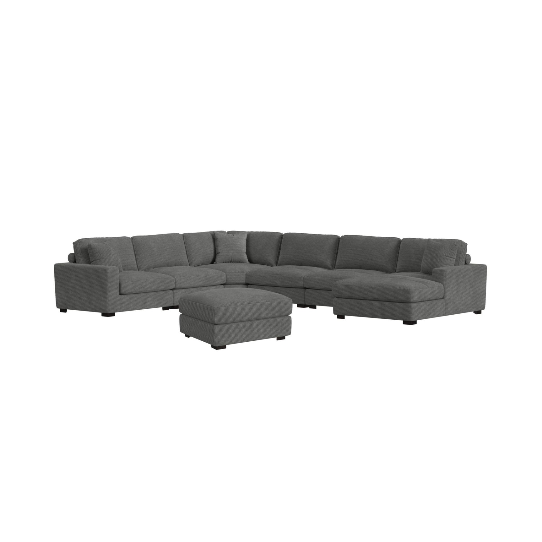Arizona Modular RHF Chaise with 1 pillow 20" in Steno Charcoal