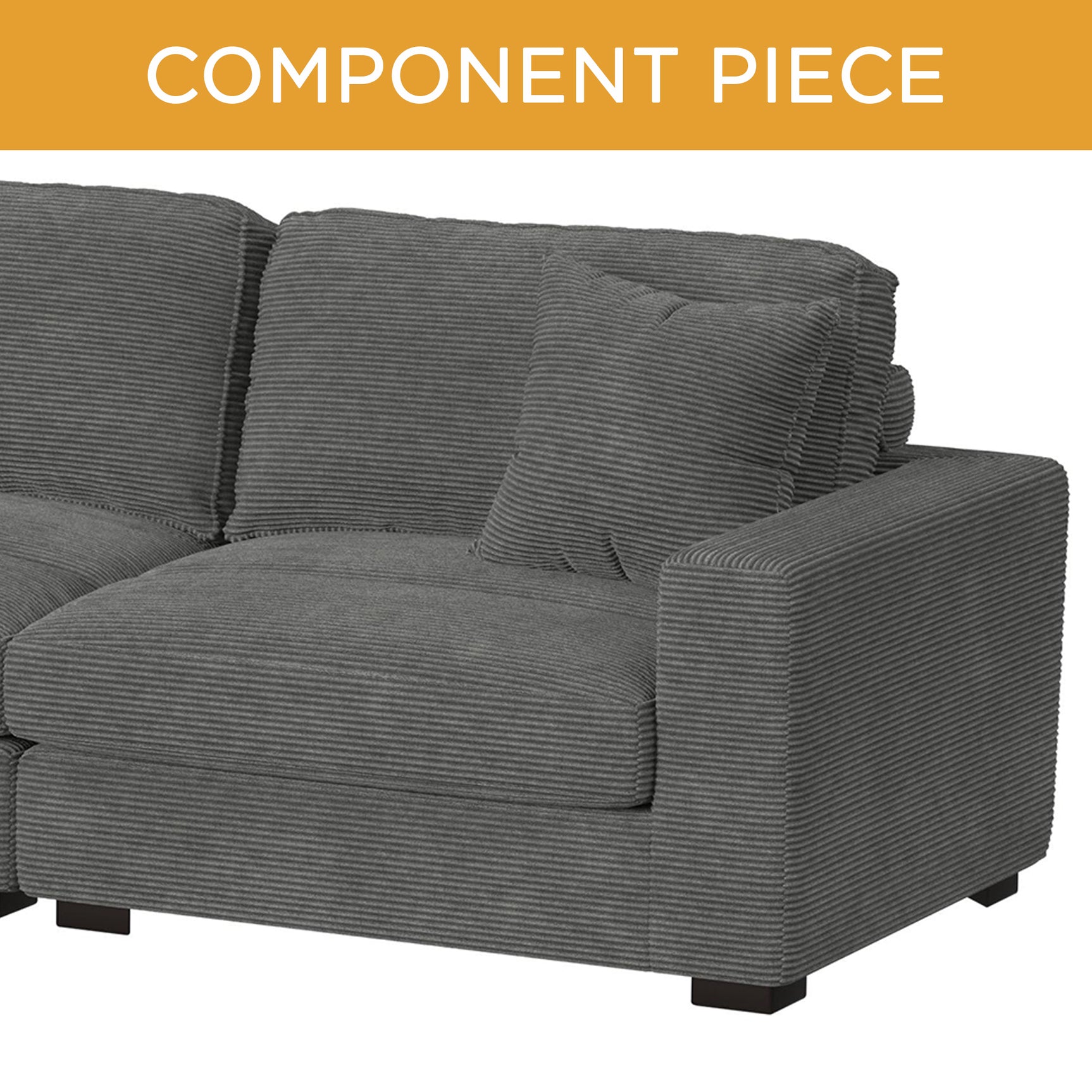 Arizona Modular RHF Armchair with 1 pillow 20" in Steno Charcoal - Tampa Furniture Outlet