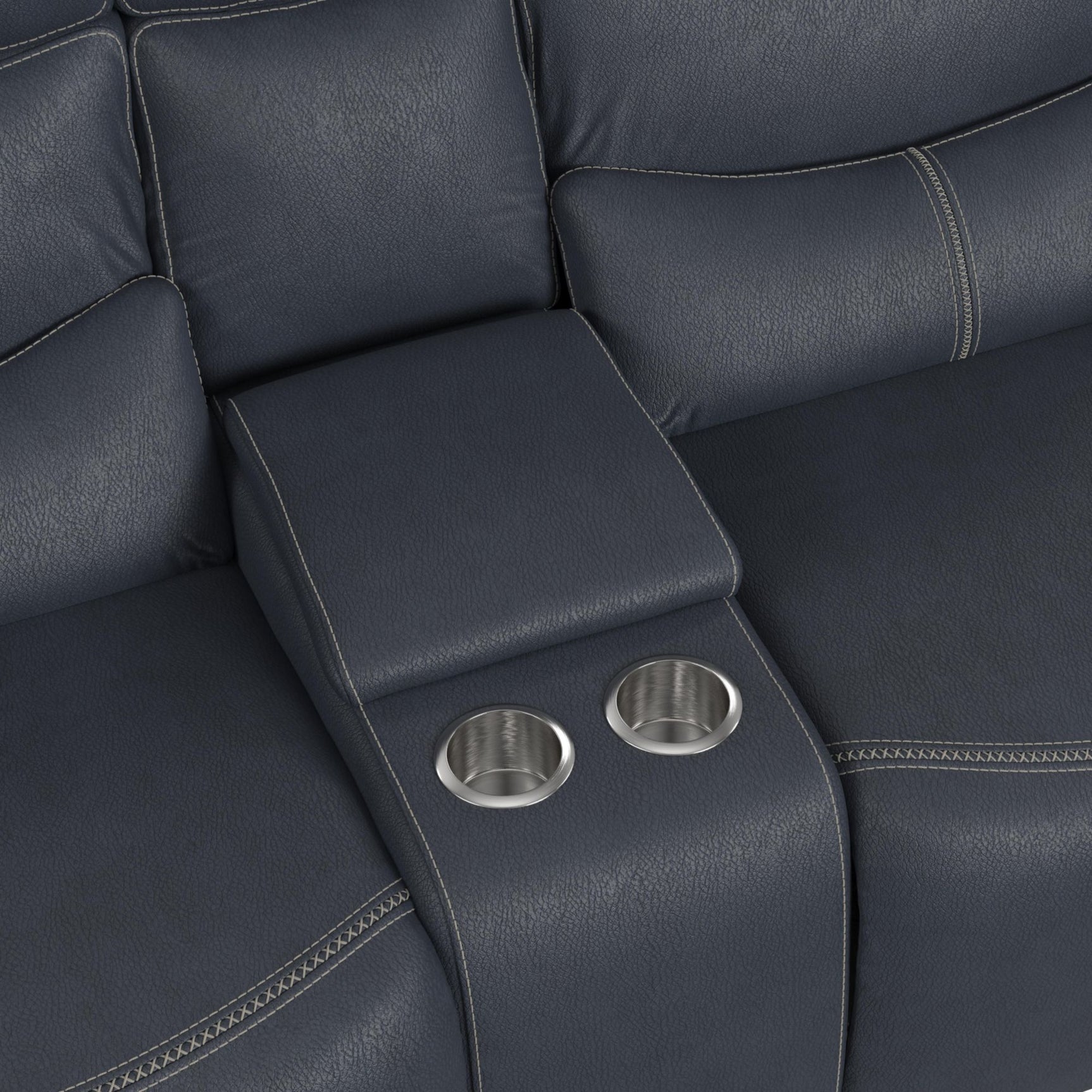 Aruba Power Motion Loveseat with Power Headrest and Console in Pebble Navy - Tampa Furniture Outlet