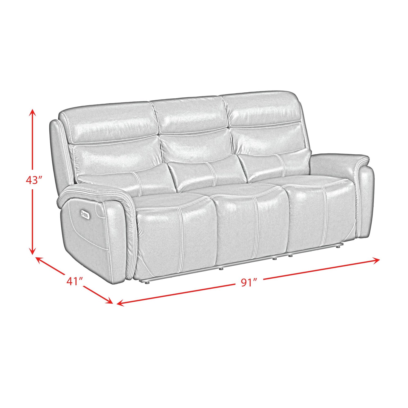 Aruba Power Motion Sofa with Power Headrest in Pebble Navy - Tampa Furniture Outlet