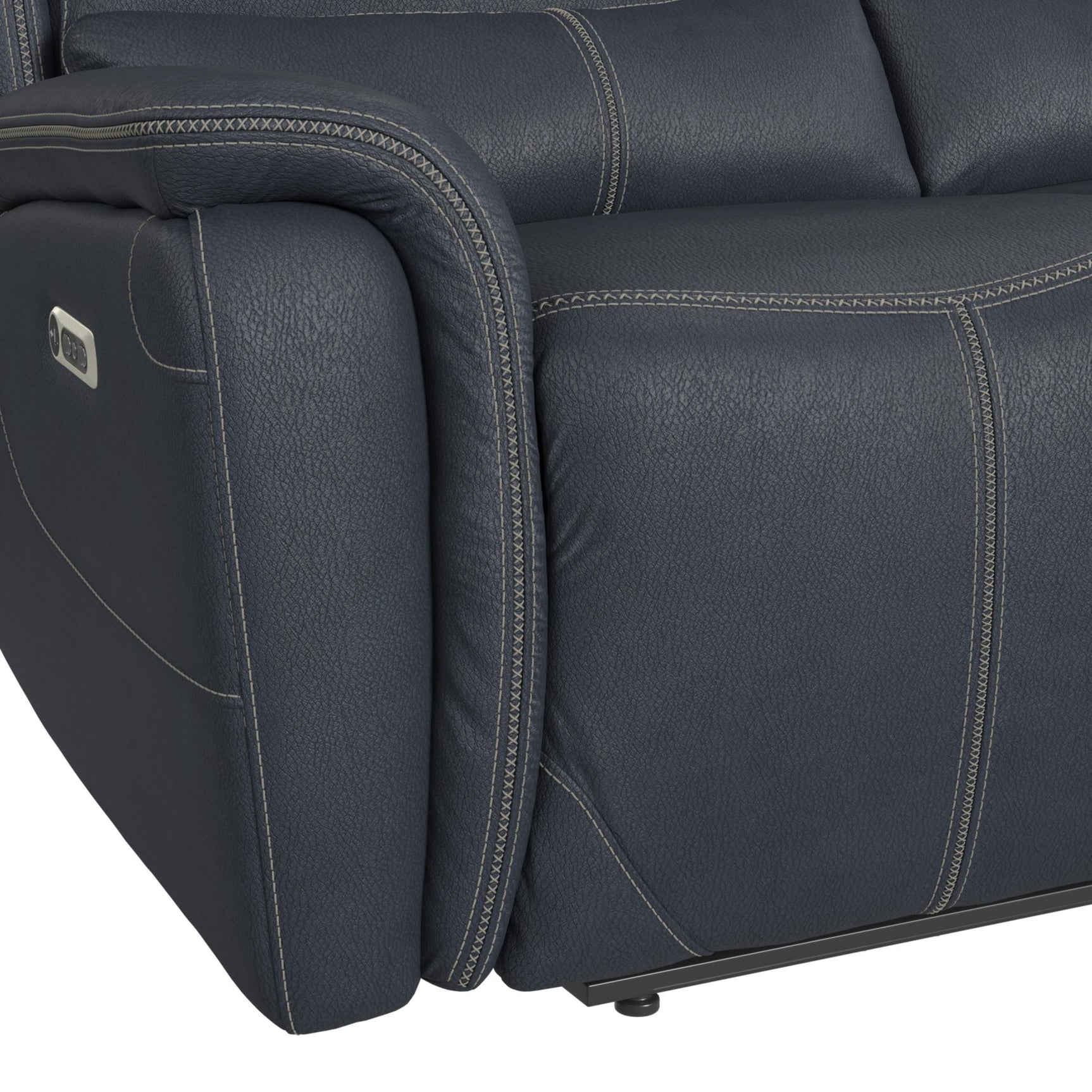Aruba Power Motion Sofa with Power Headrest in Pebble Navy - Tampa Furniture Outlet