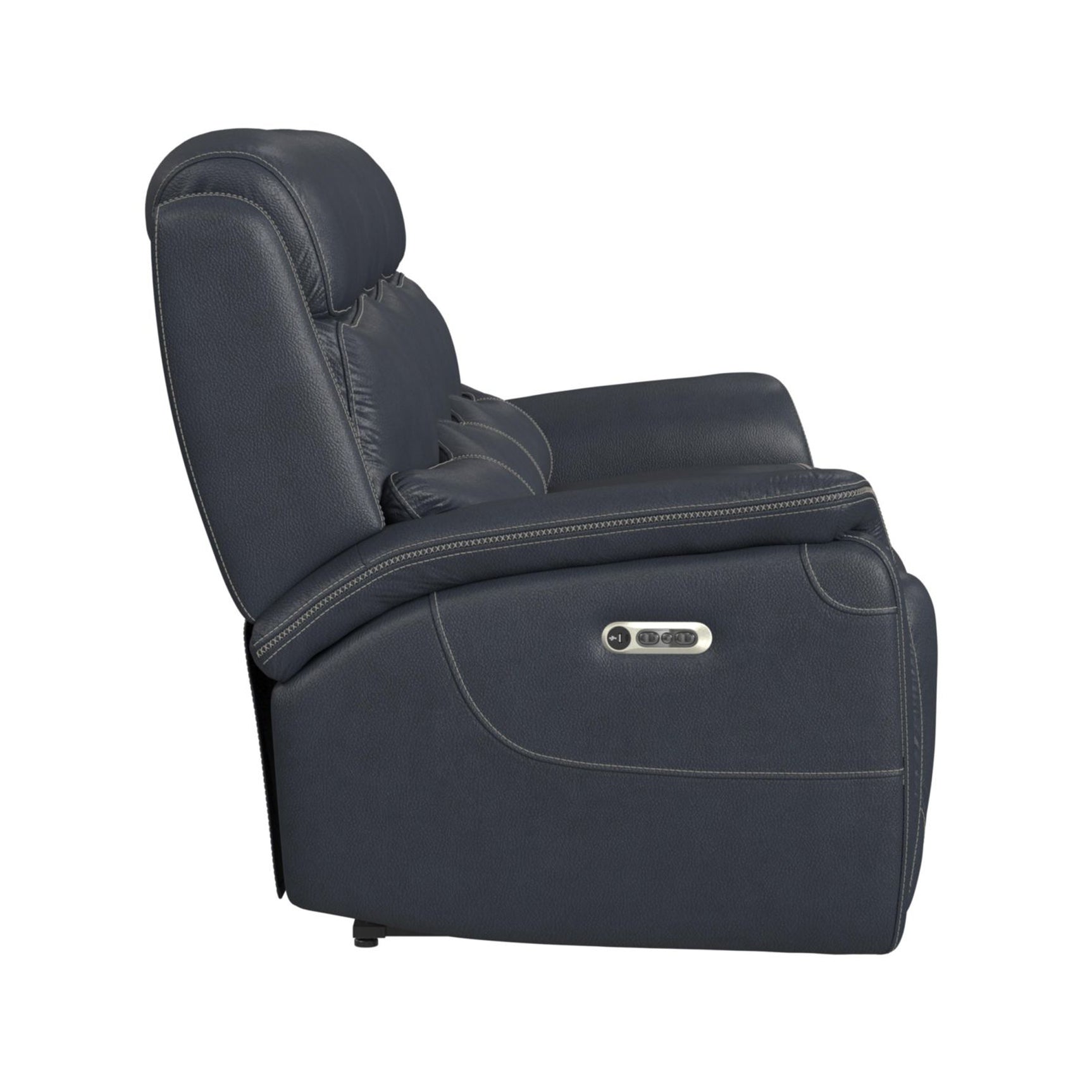 Aruba Power Motion Sofa with Power Headrest in Pebble Navy - Tampa Furniture Outlet