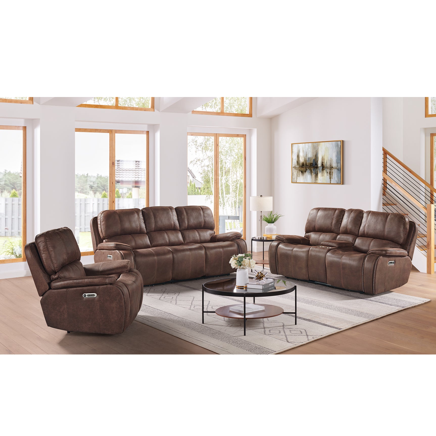 Atlantis Power Motion Recliner with Power Head Recliner in Heritage Brown – SKU U-5230-8640-105PP | Elements