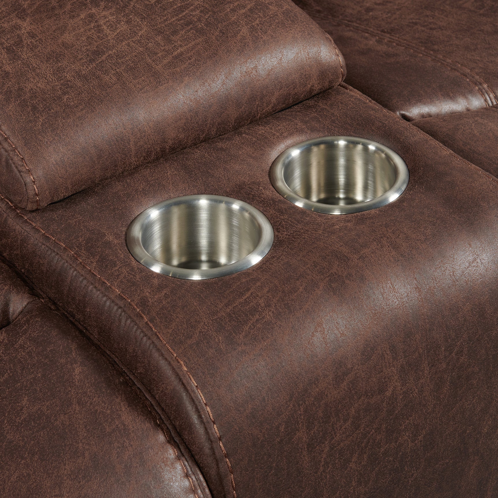 Atlantis Power Motion Loveseat with Power Motion Head Recliner & Console in Heritage Brown - Tampa Furniture Outlet
