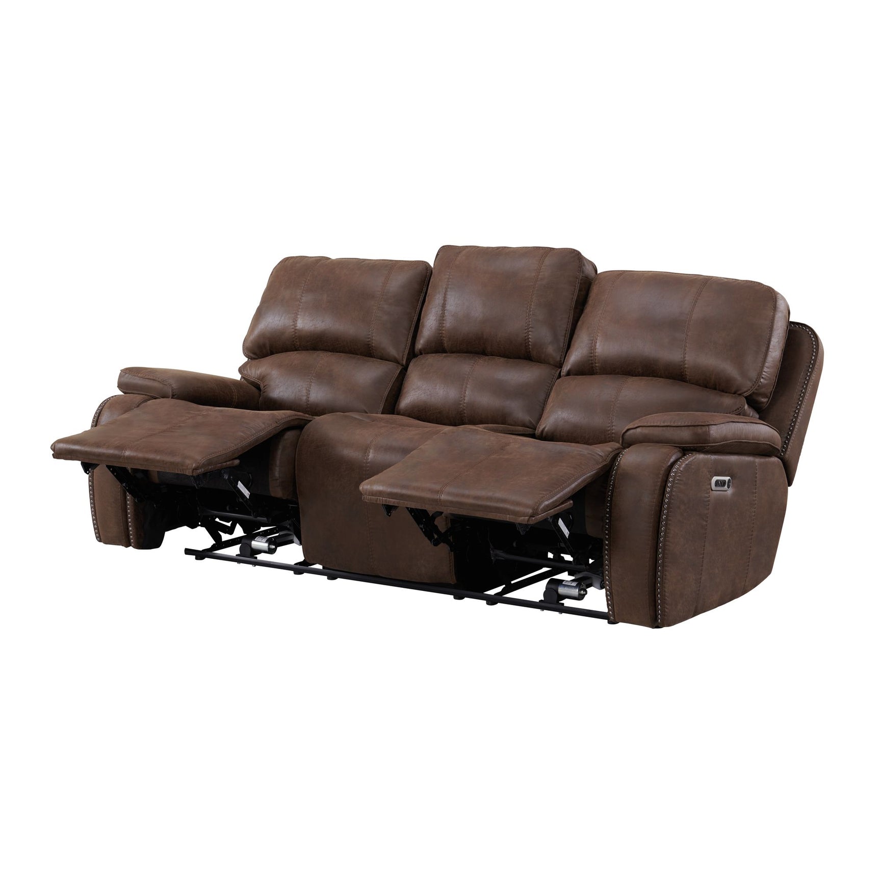 Atlantis Power Motion Sofa with Power Motion Head Recliner in Heritage Brown - Tampa Furniture Outlet