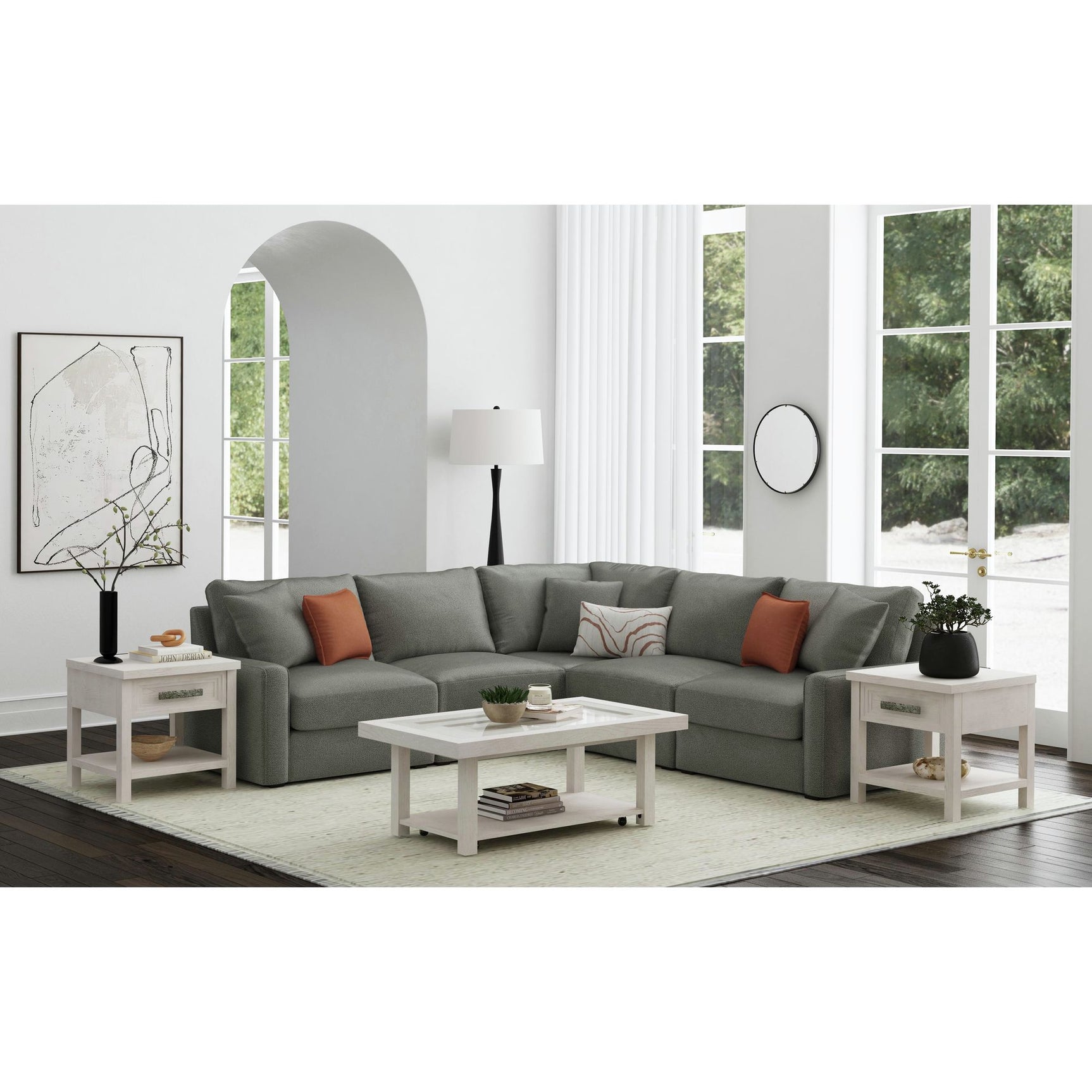 Avalanche End Table with USB in Antique White - Tampa Furniture Outlet