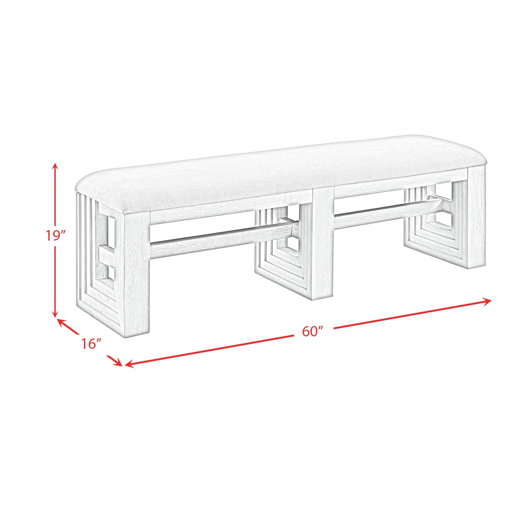 Avalanche Dining Bench in Antique White - Tampa Furniture Outlet