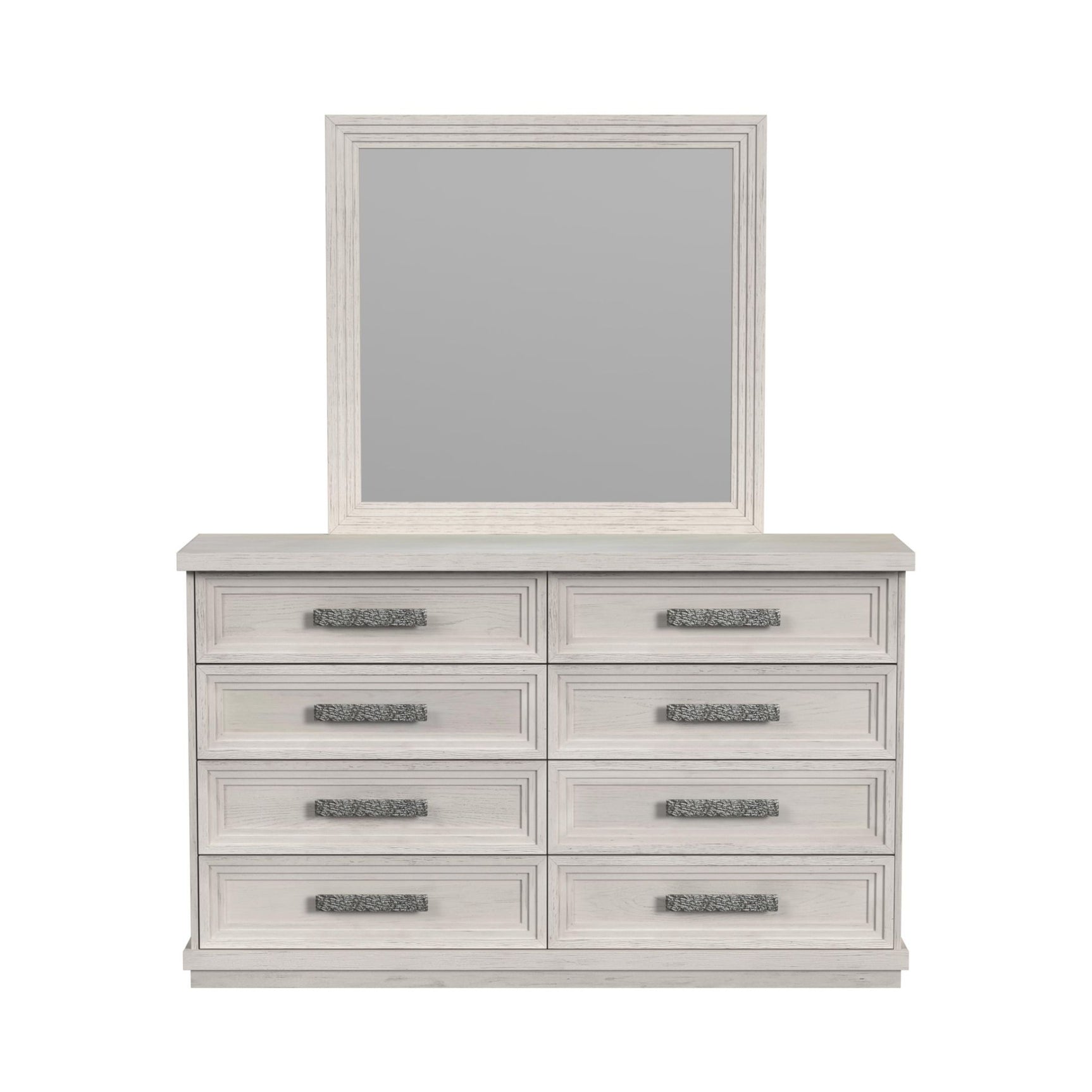 Avalanche Dresser and Mirror Set in Antique White