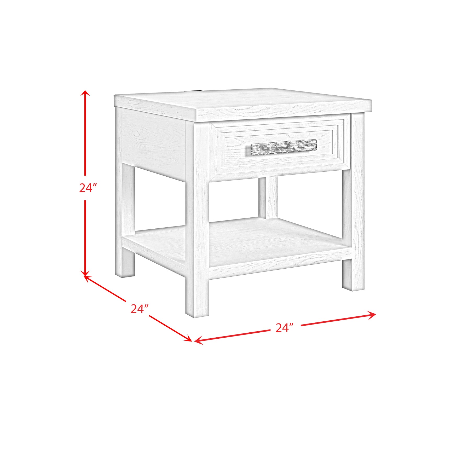 Avalanche End Table with USB in Antique White - Tampa Furniture Outlet