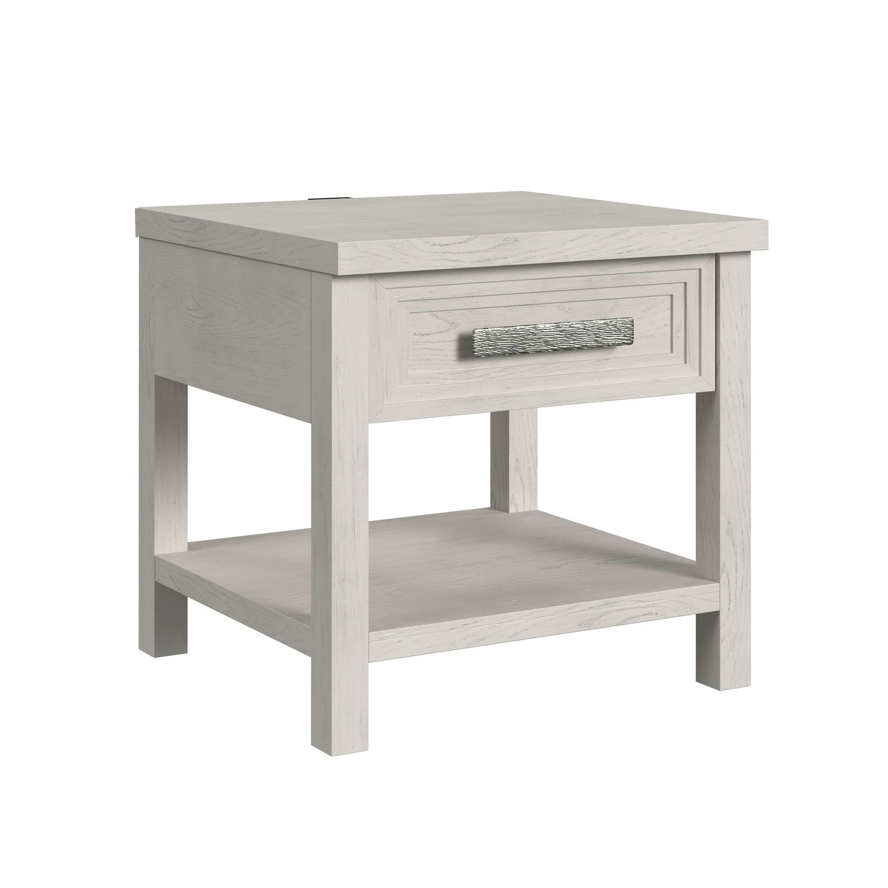 Avalanche End Table with USB in Antique White - Tampa Furniture Outlet