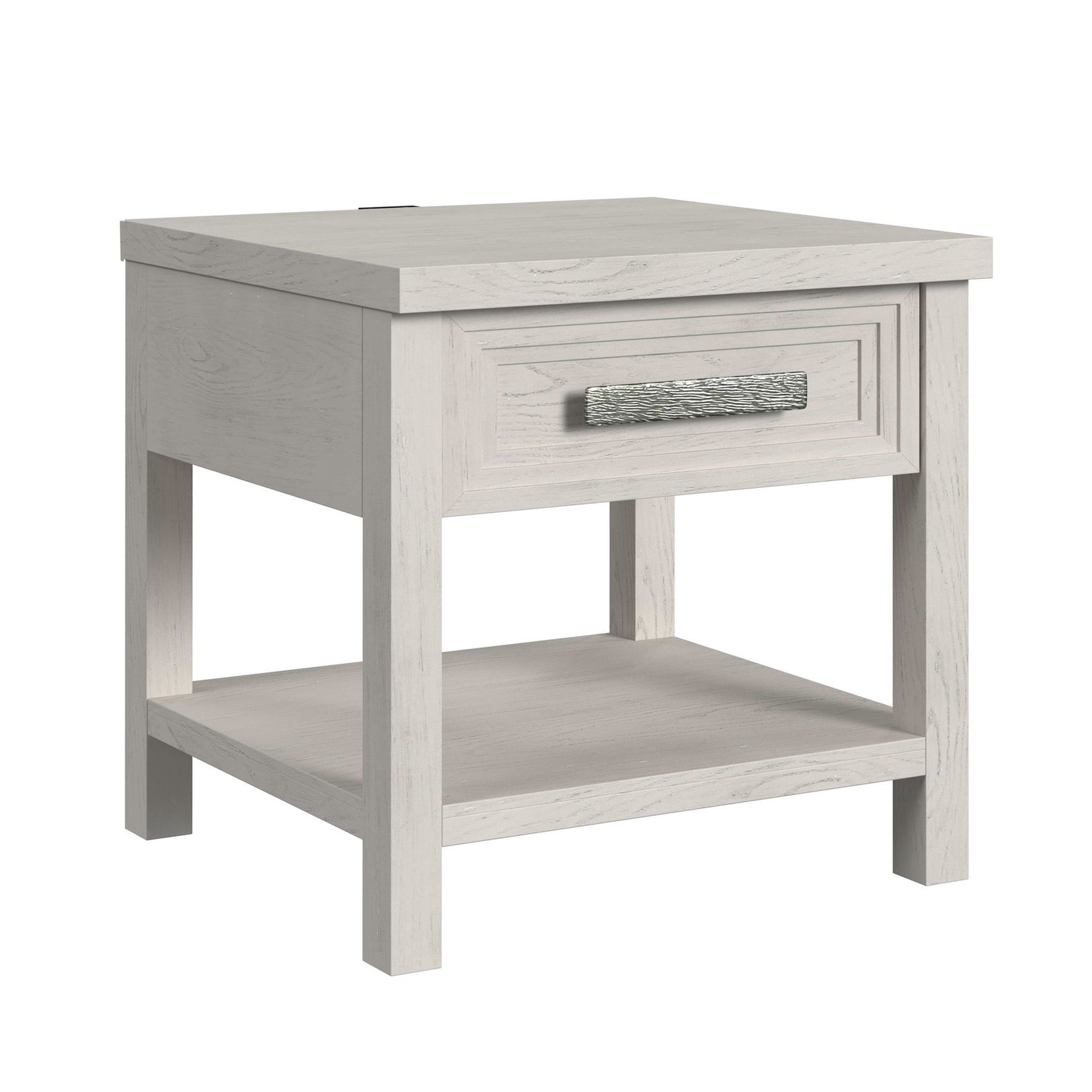 Avalanche End Table with USB in Antique White