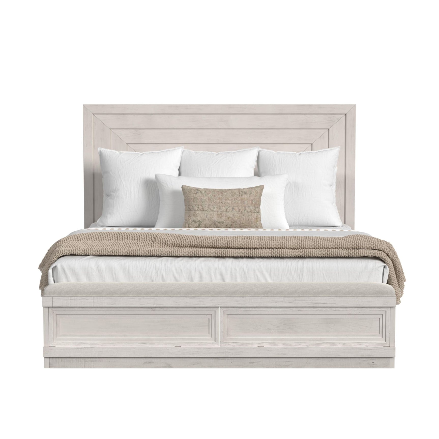 Avalanche King Storage Bed in Antique White - Tampa Furniture Outlet